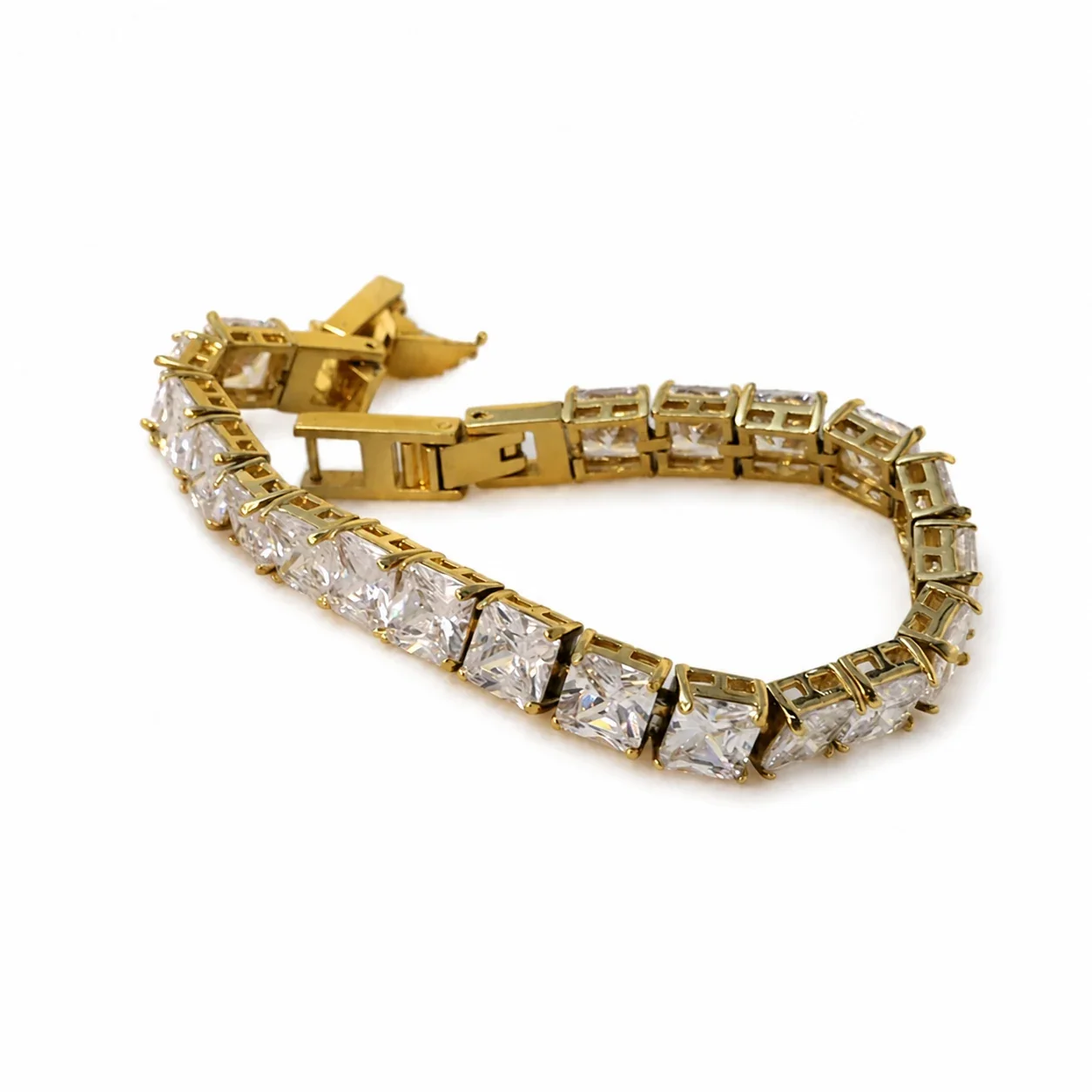 Princess-Cut CZ 316 Stainless Steel Tennis Bracelet