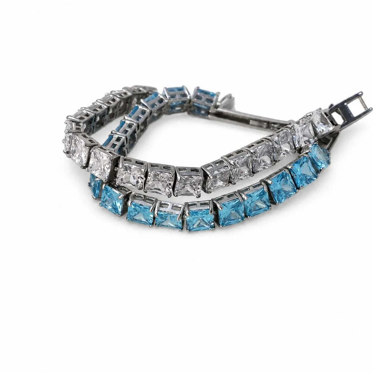 Princess-Cut CZ 316 Stainless Steel Tennis Bracelet