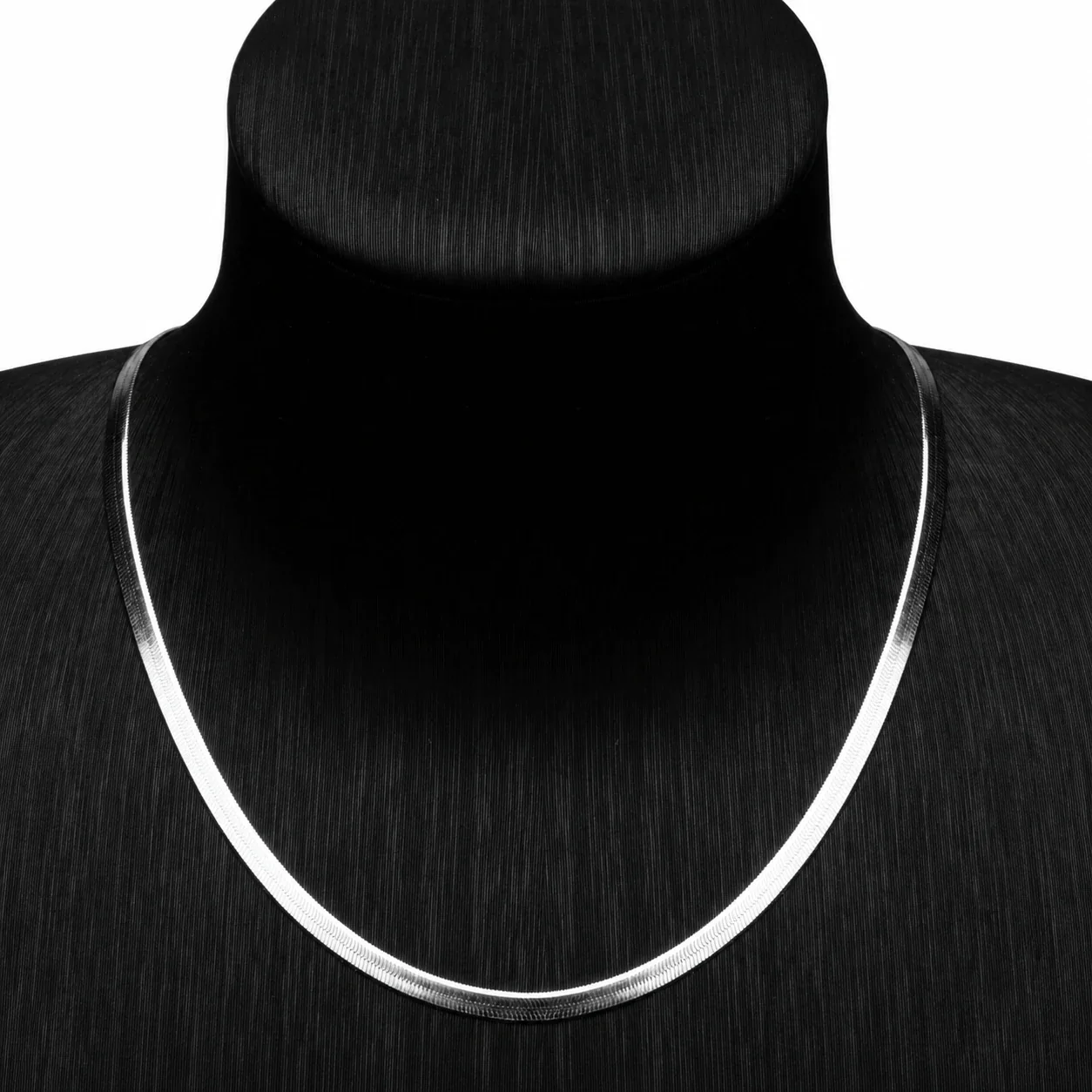 Sleek Silver-Plated Stainless Steel Herringbone Chain Necklace