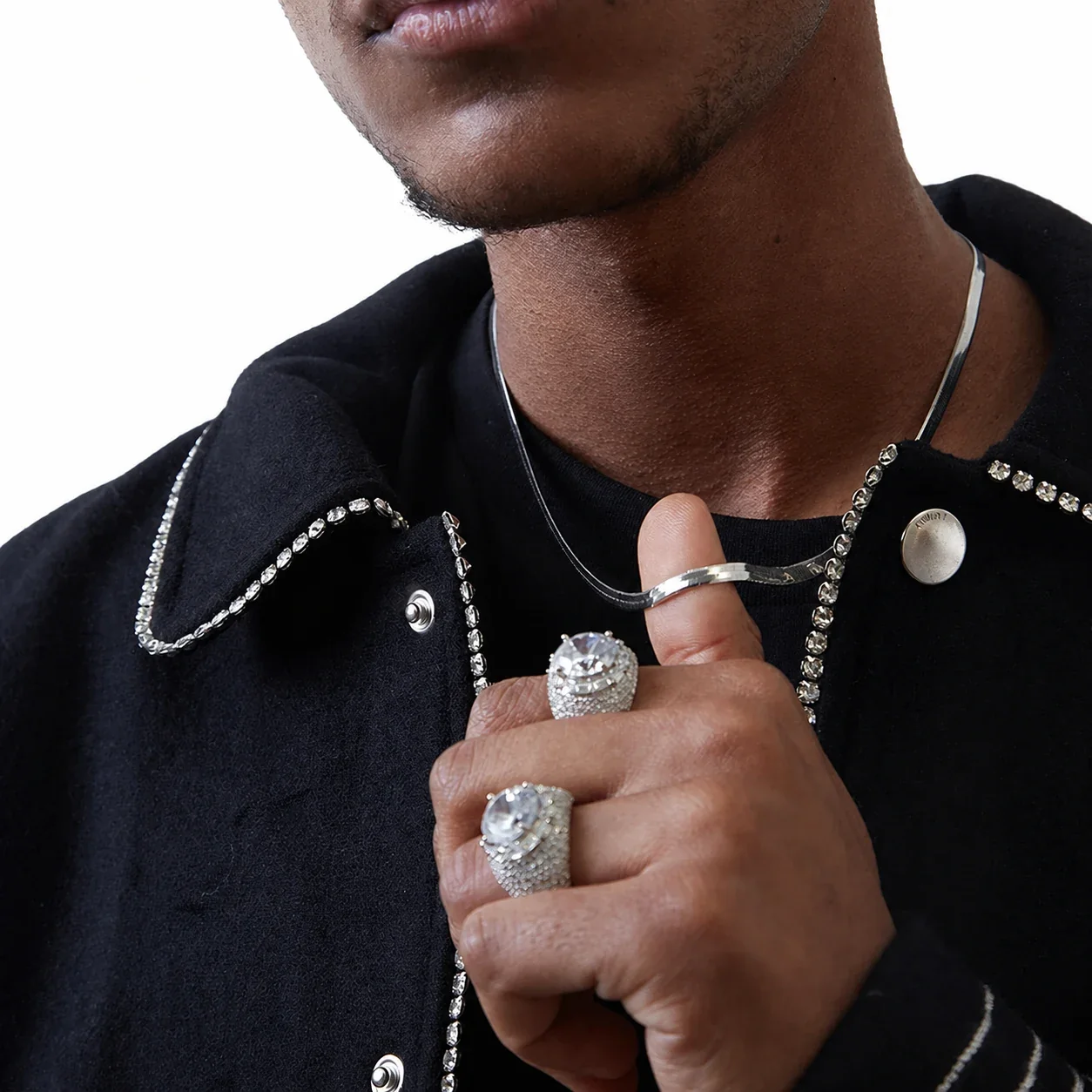 Sleek Silver-Plated Stainless Steel Herringbone Chain Necklace