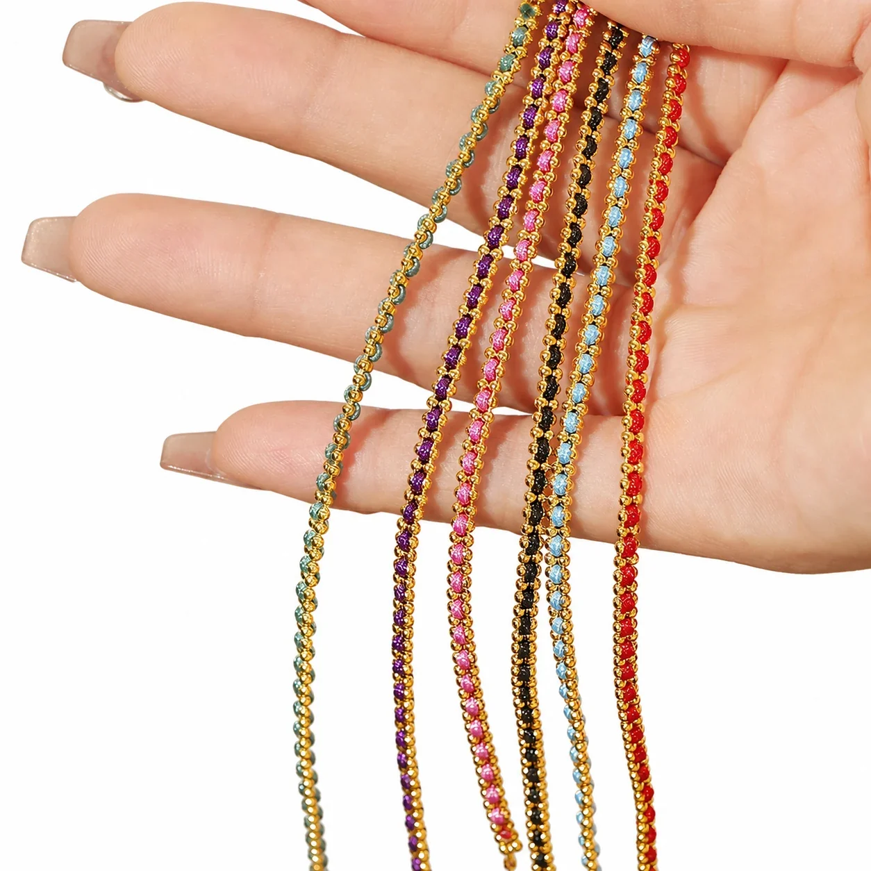 Delicate Gold-Plated Braided Cord Bead Chain Bracelet