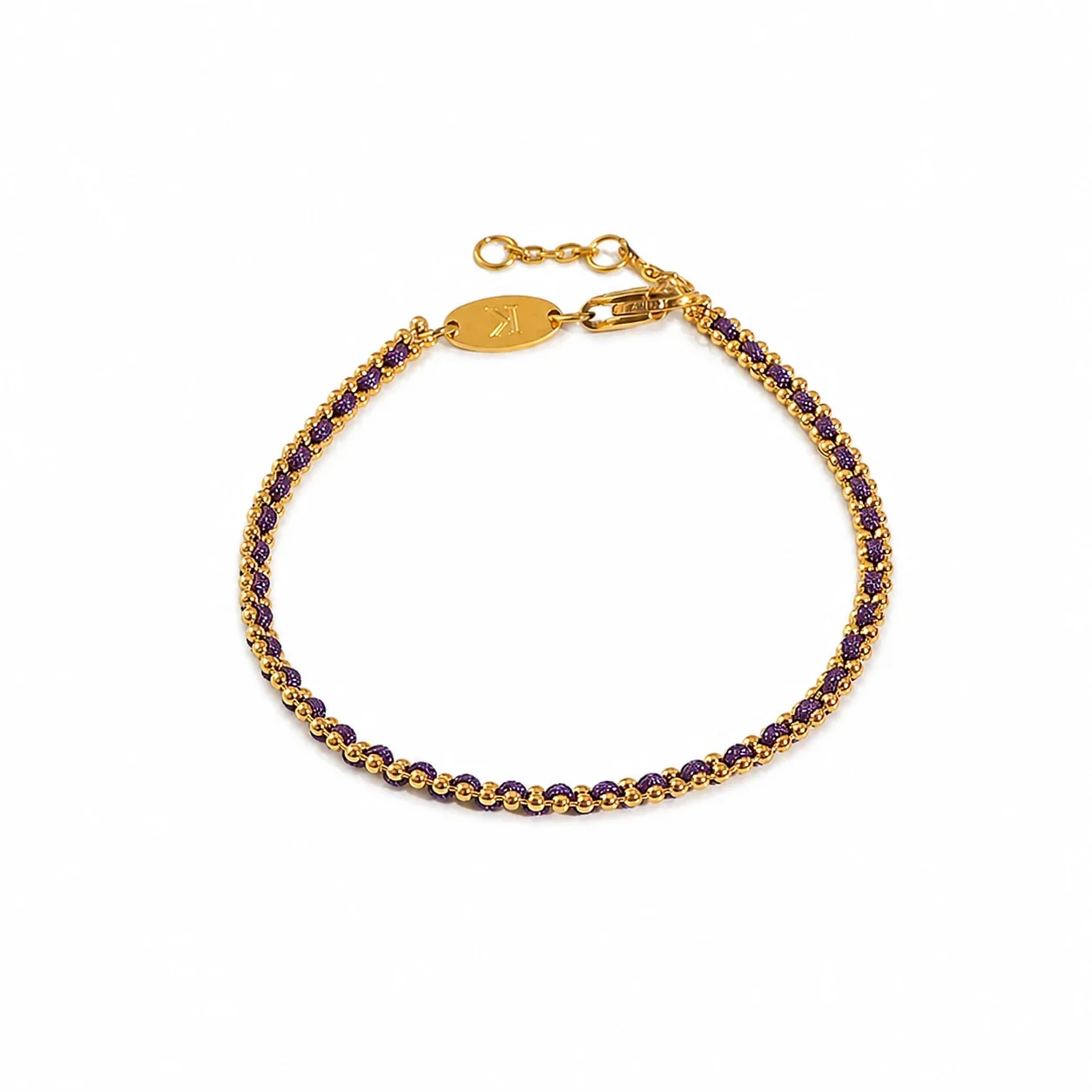 Delicate Gold-Plated Braided Cord Bead Chain Bracelet