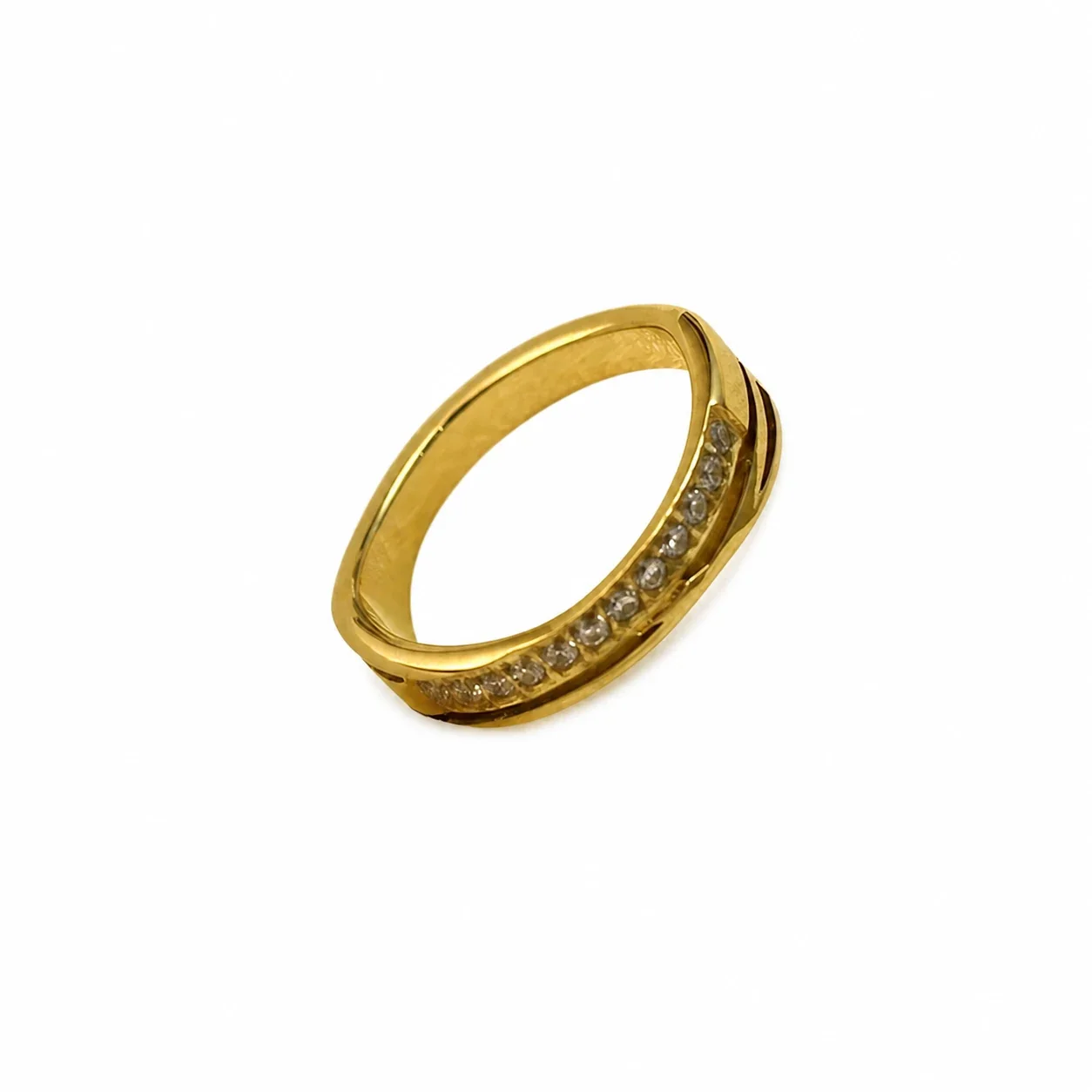 Produktfoto: Twist-Rillen 316 Edelstahlring mit Kristallen