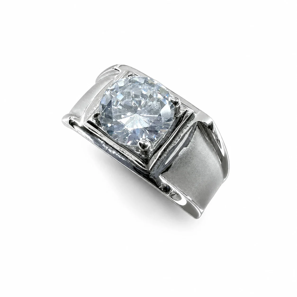 Bold 316 Stainless Steel Round CZ Signet Ring