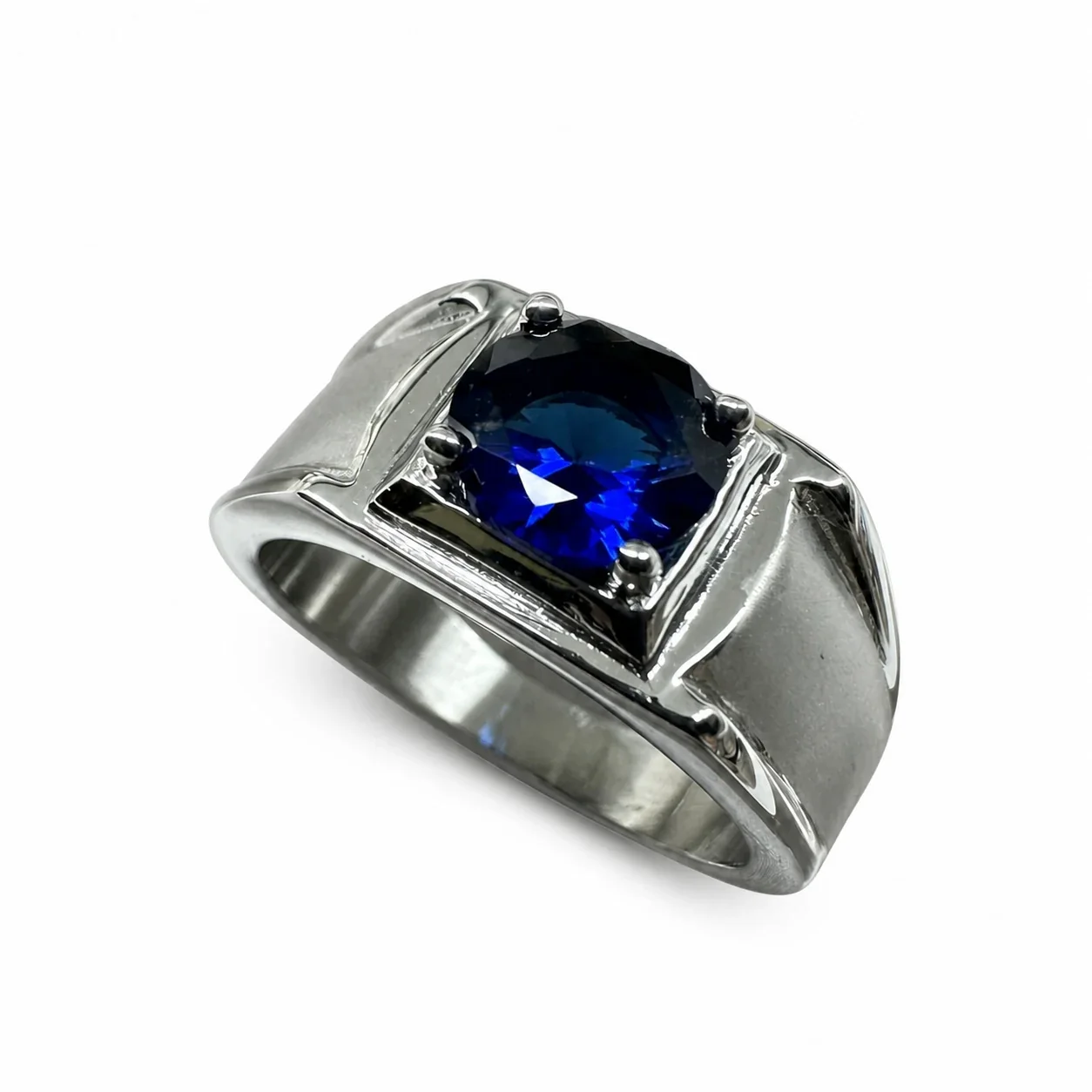Bold 316 Stainless Steel Round CZ Signet Ring