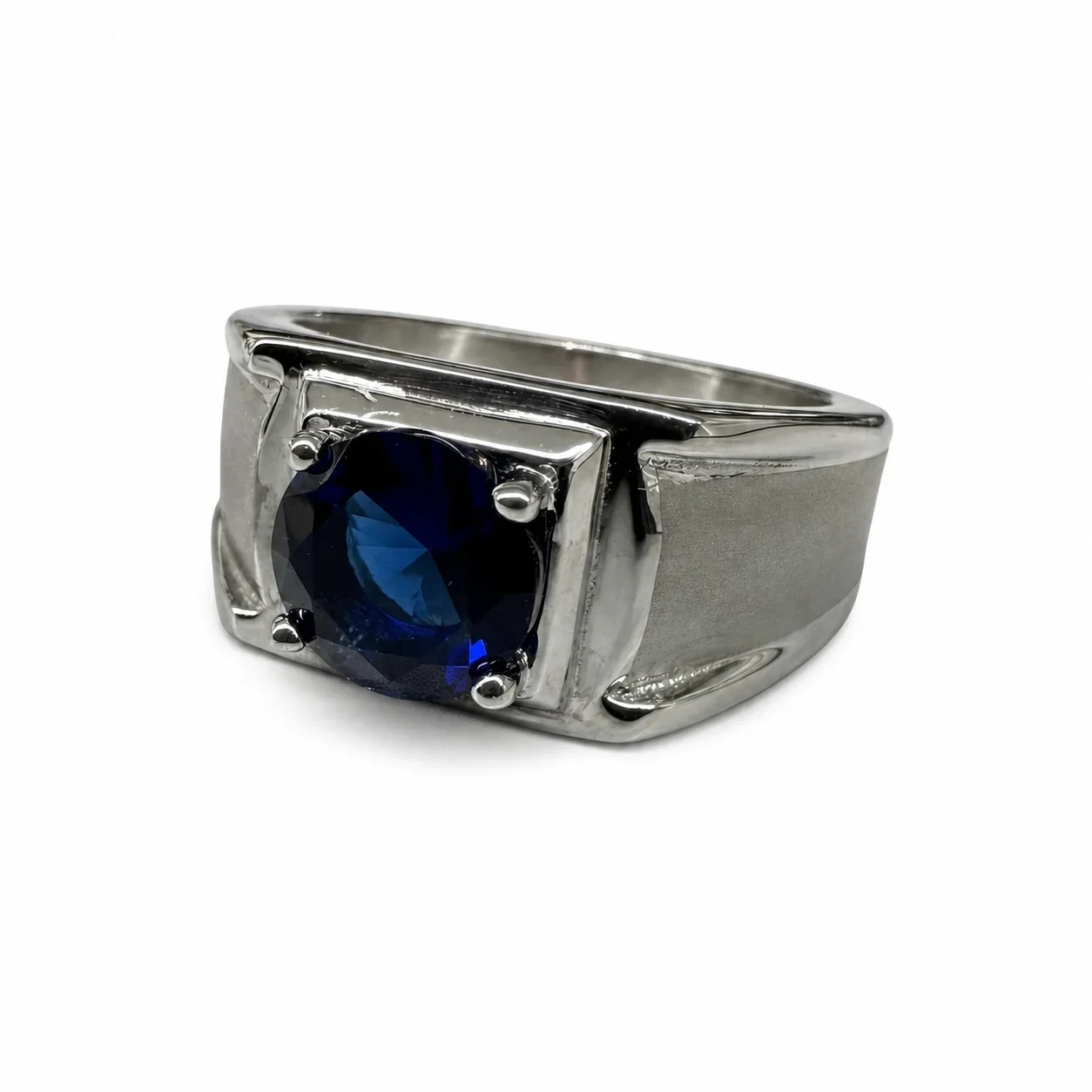 Bold 316 Stainless Steel Round CZ Signet Ring
