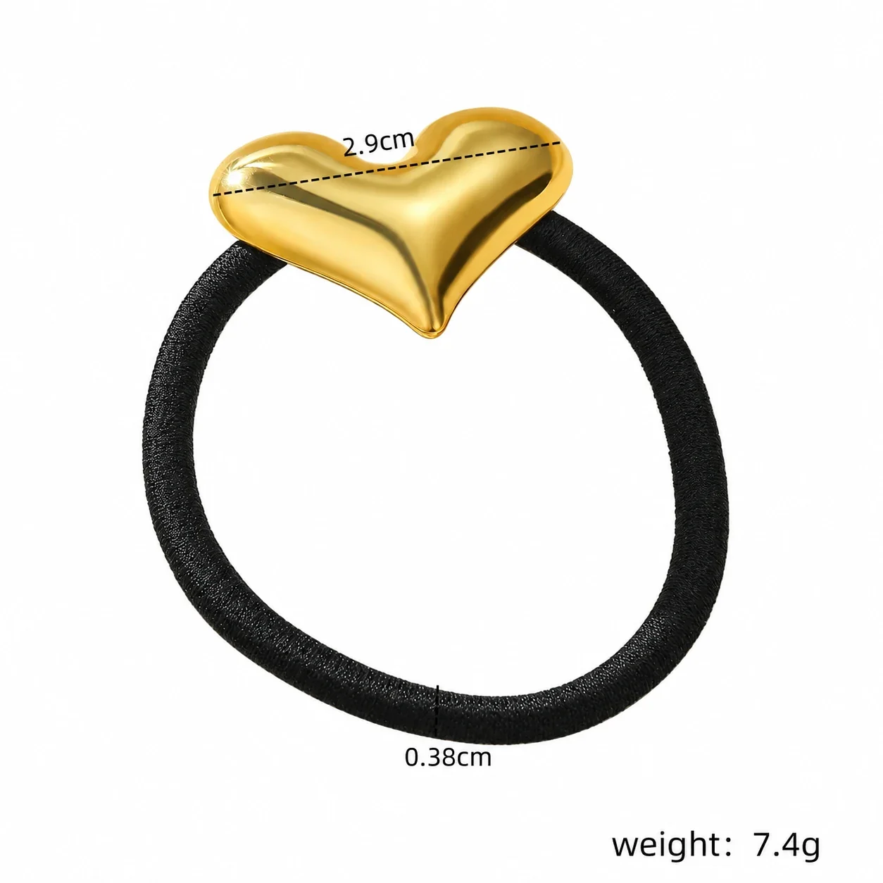 Hair Ties with Sculpted Motifs in Gold-Plated Steel - Gold Heart