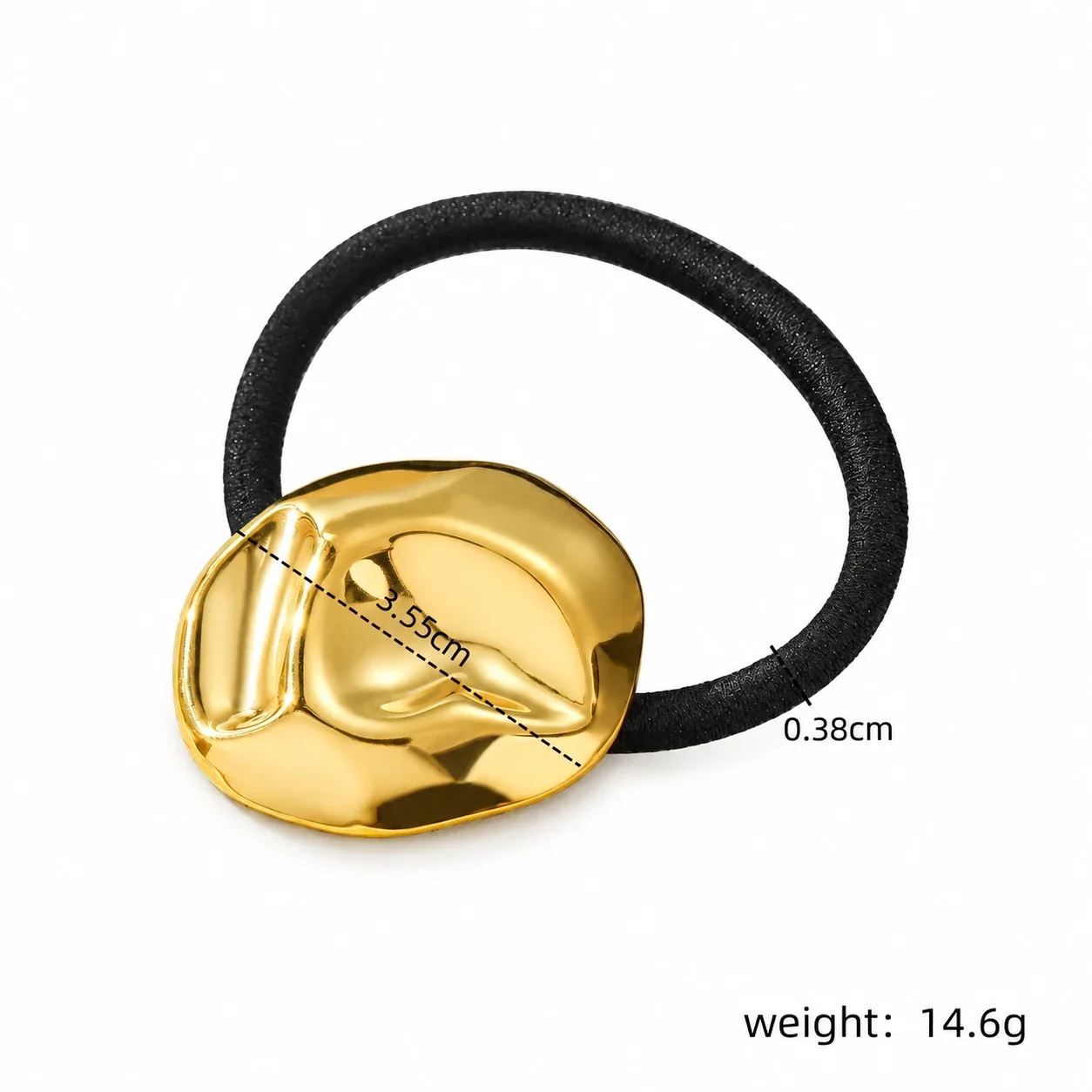 Hair Ties with Sculpted Motifs in Gold-Plated Steel - Gold Organic Disc