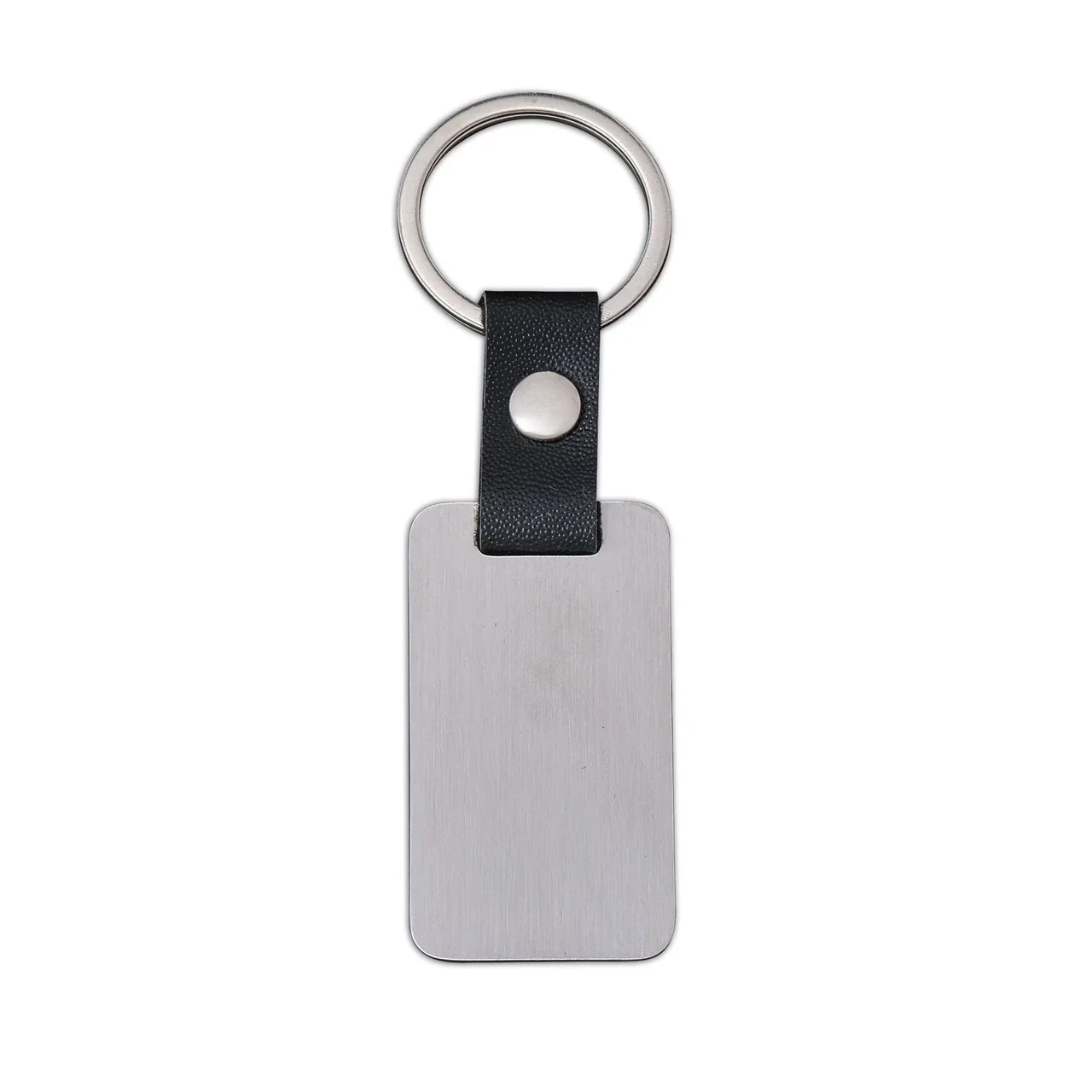 Keyring with Blank Rectangle Pendant and Strap