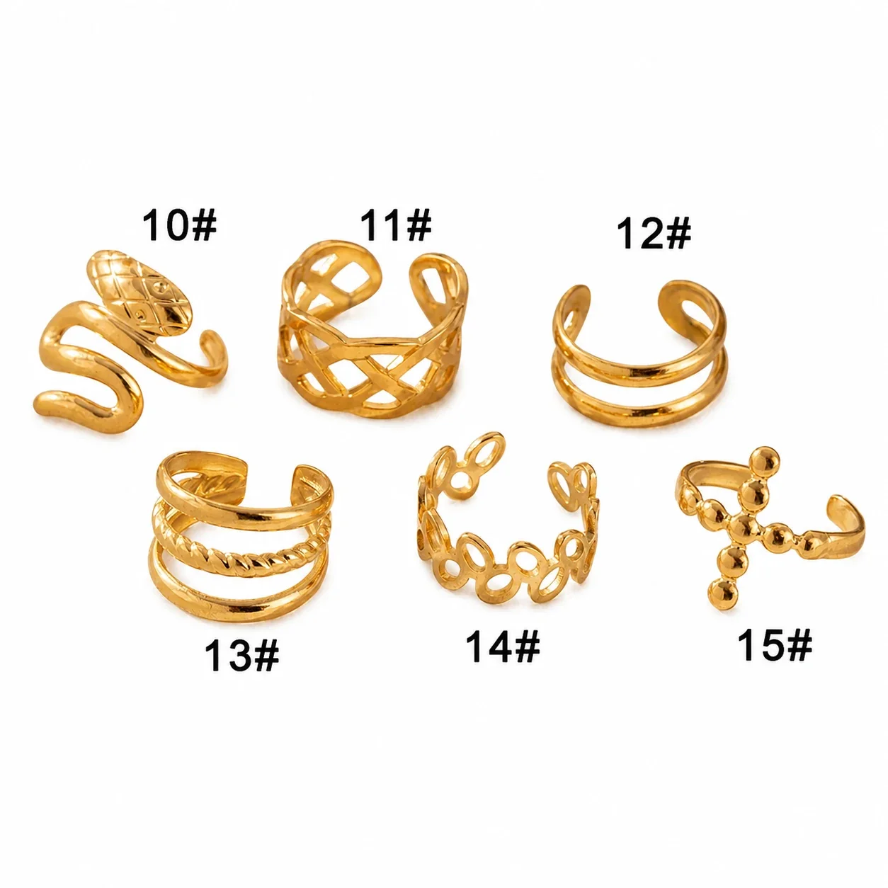 Sculptural Stainless Steel Snake Openwork Ear Cuff
