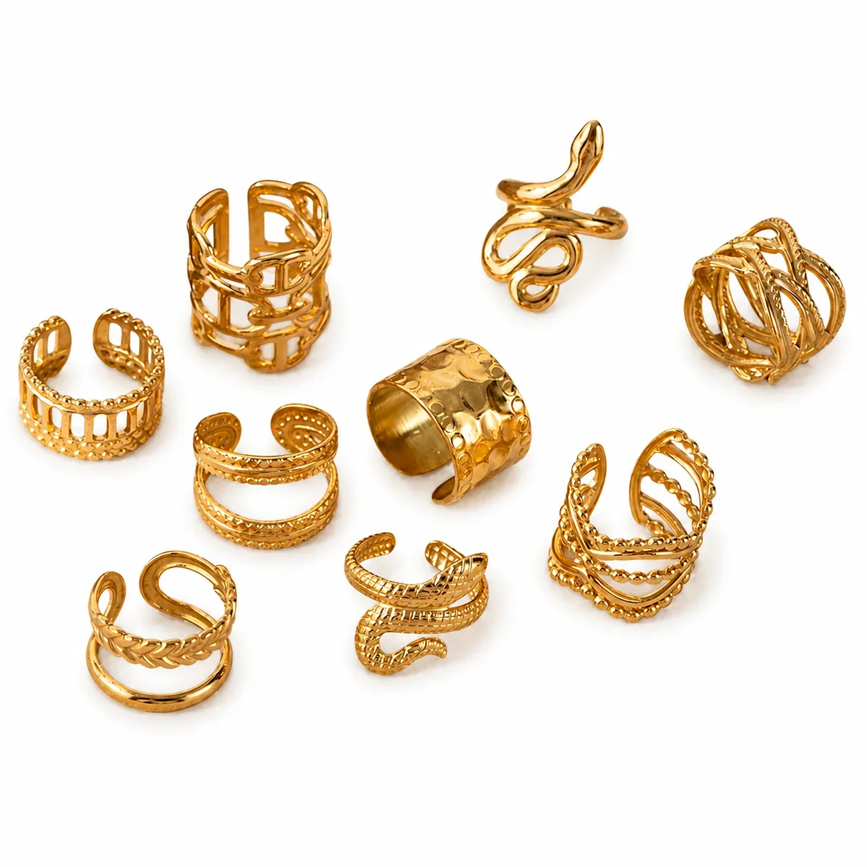 Sculptural Stainless Steel Snake Openwork Ear Cuff