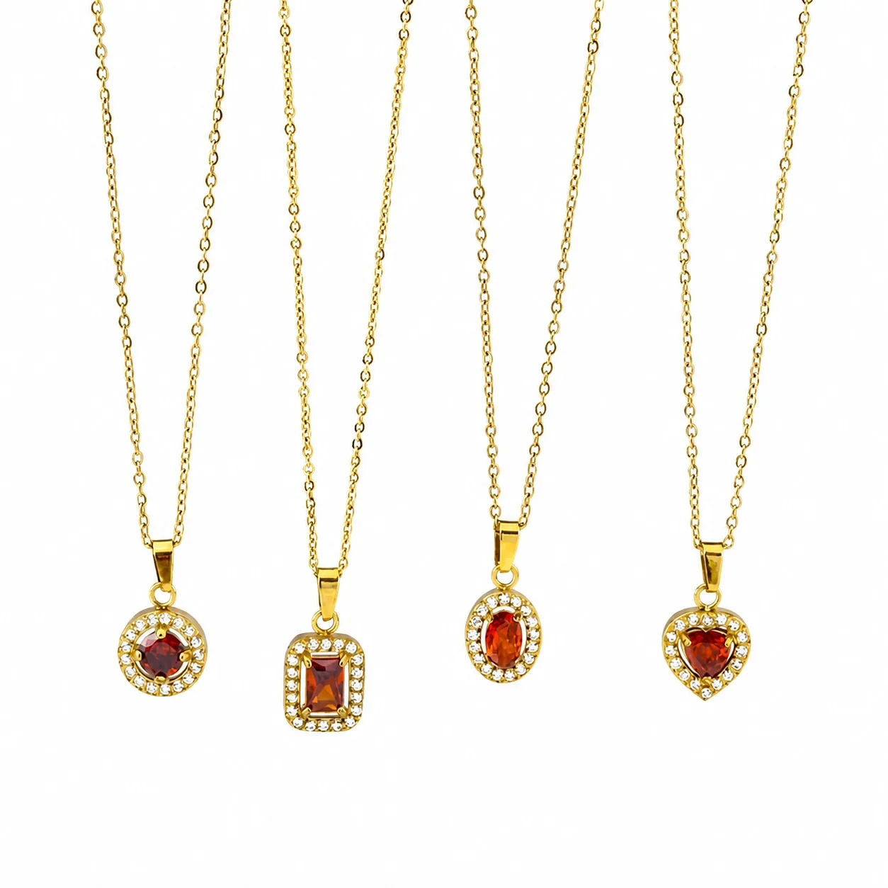 Photo produit : Collier acier inoxydable 316 Radiant – pendentif ovale CZ, plaqué or 18K - PVD
