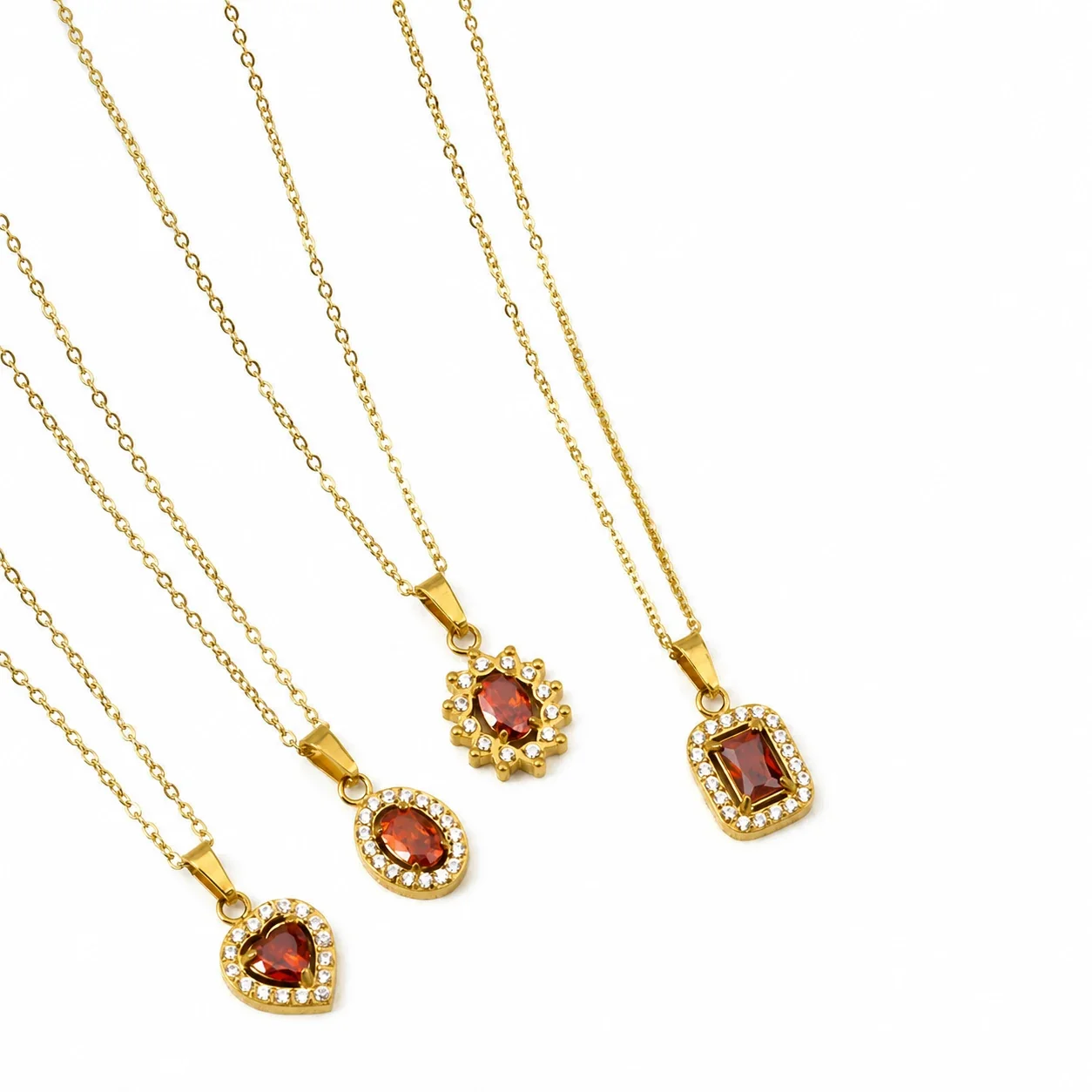 Photo produit : Collier acier inoxydable 316 Radiant – pendentif ovale CZ, plaqué or 18K - PVD