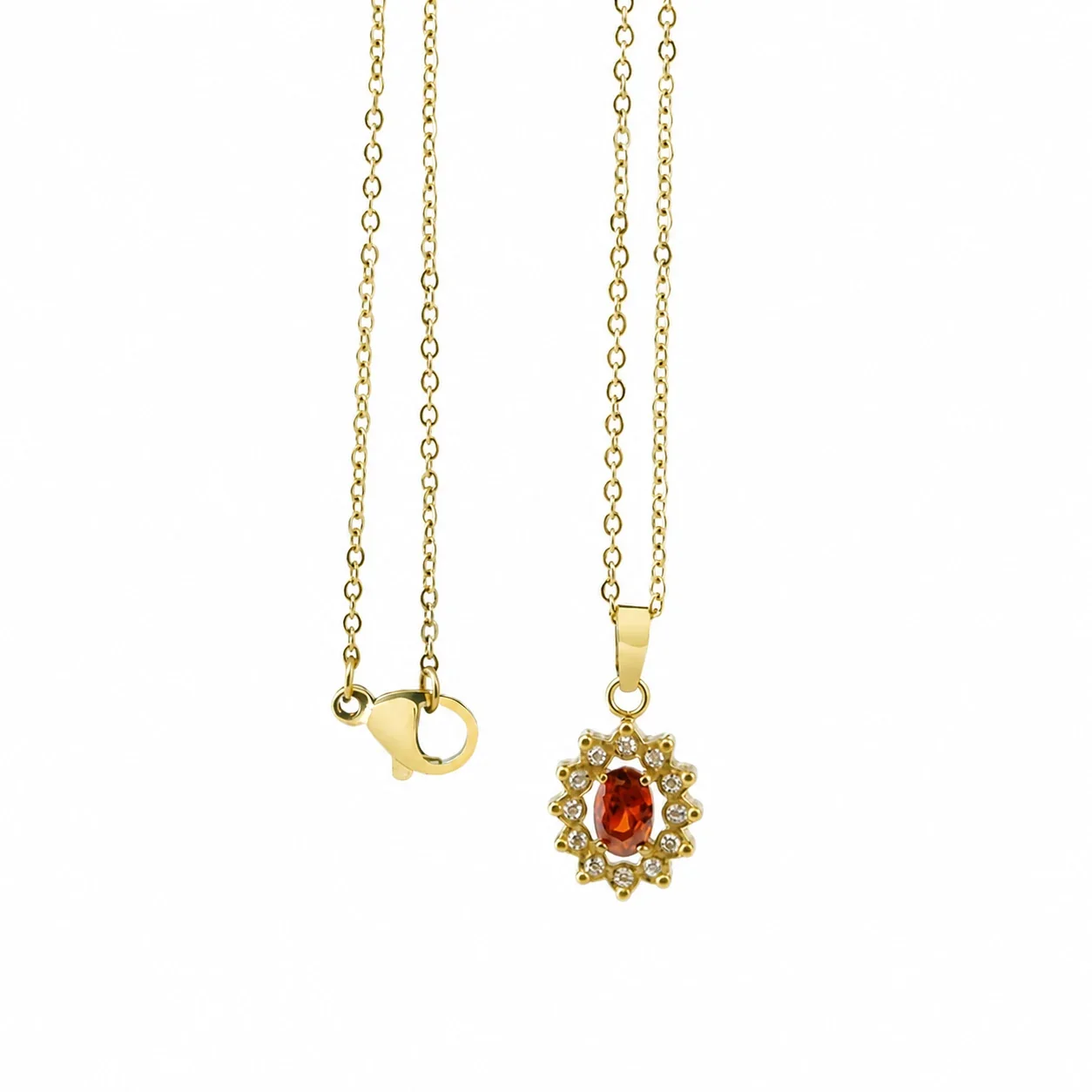 Photo produit : Collier acier inoxydable 316 Radiant – pendentif ovale CZ, plaqué or 18K - PVD