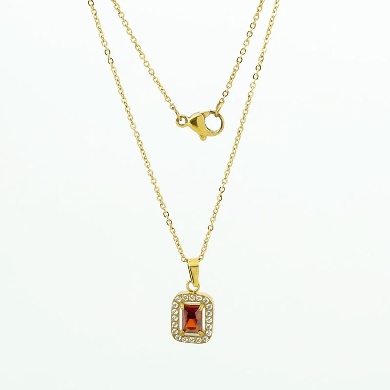 Photo produit : Collier acier inoxydable 316 Radiant – pendentif ovale CZ, plaqué or 18K - PVD