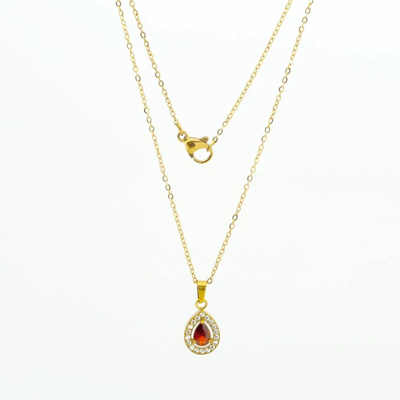 Photo produit : Collier acier inoxydable 316 Radiant – pendentif ovale CZ, plaqué or 18K - PVD