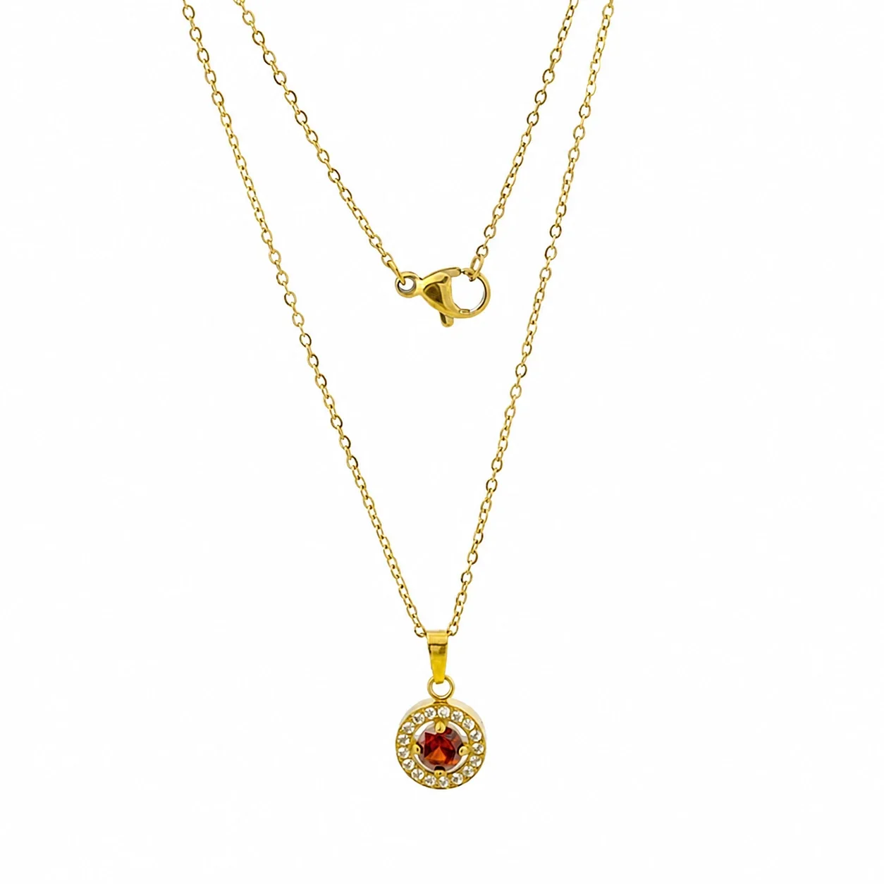 Photo produit : Collier acier inoxydable 316 Radiant – pendentif ovale CZ, plaqué or 18K - PVD