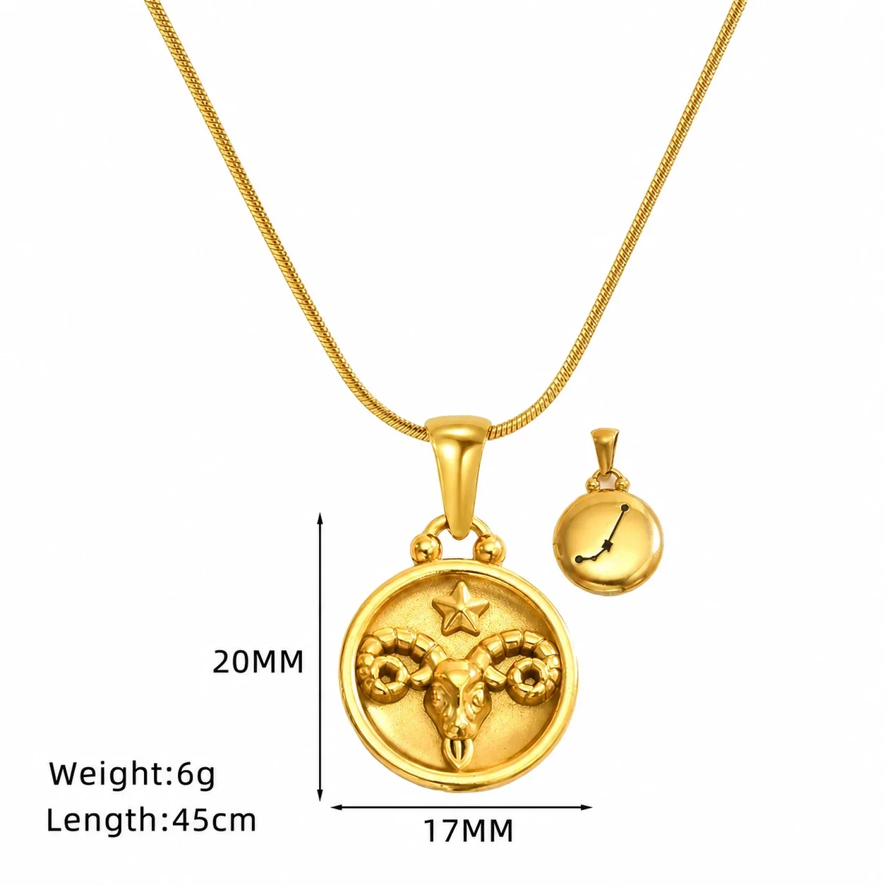 Celestial 18K Gold-Plated Zodiac Coin Snake Chain Necklace