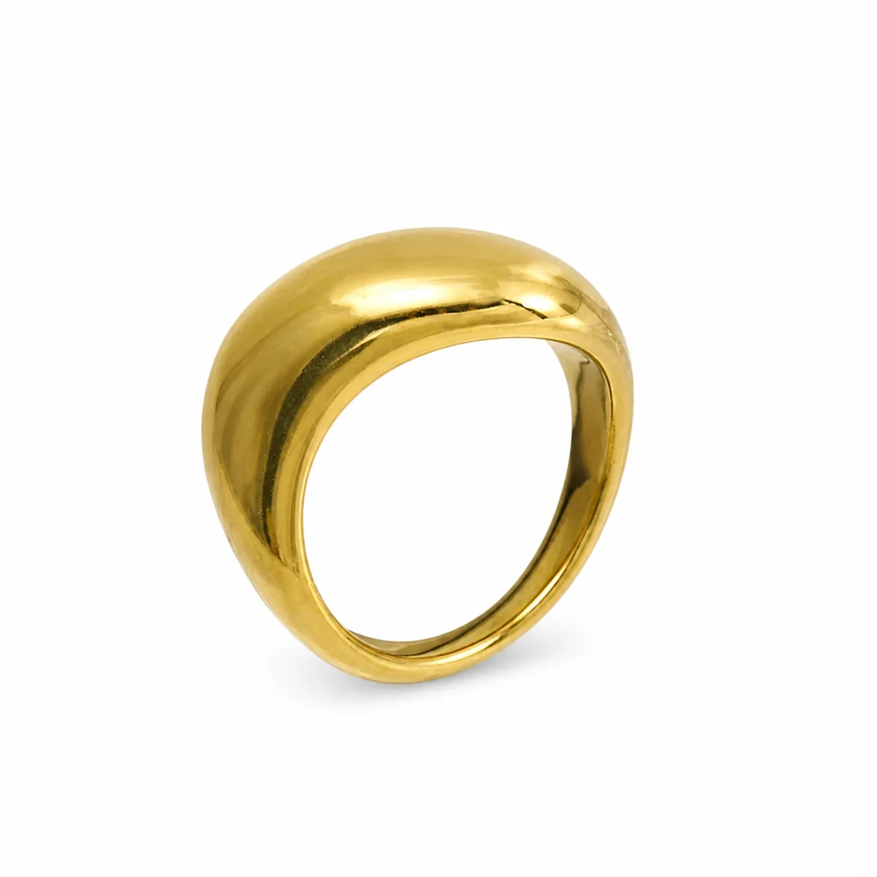 Sculptural 14K Gold-Plated 316 Stainless Steel Dome Ring