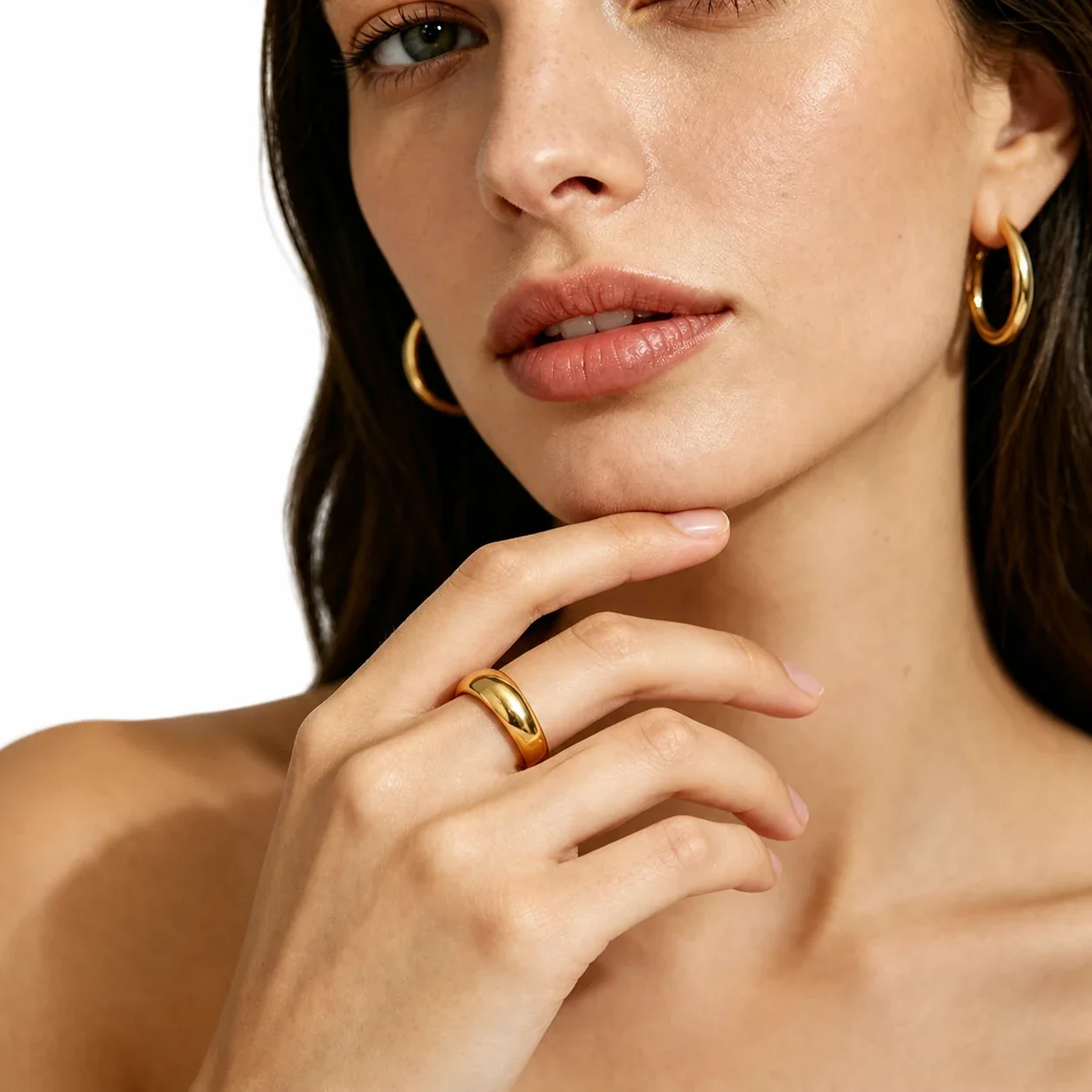 Sculptural 14K Gold-Plated 316 Stainless Steel Dome Ring