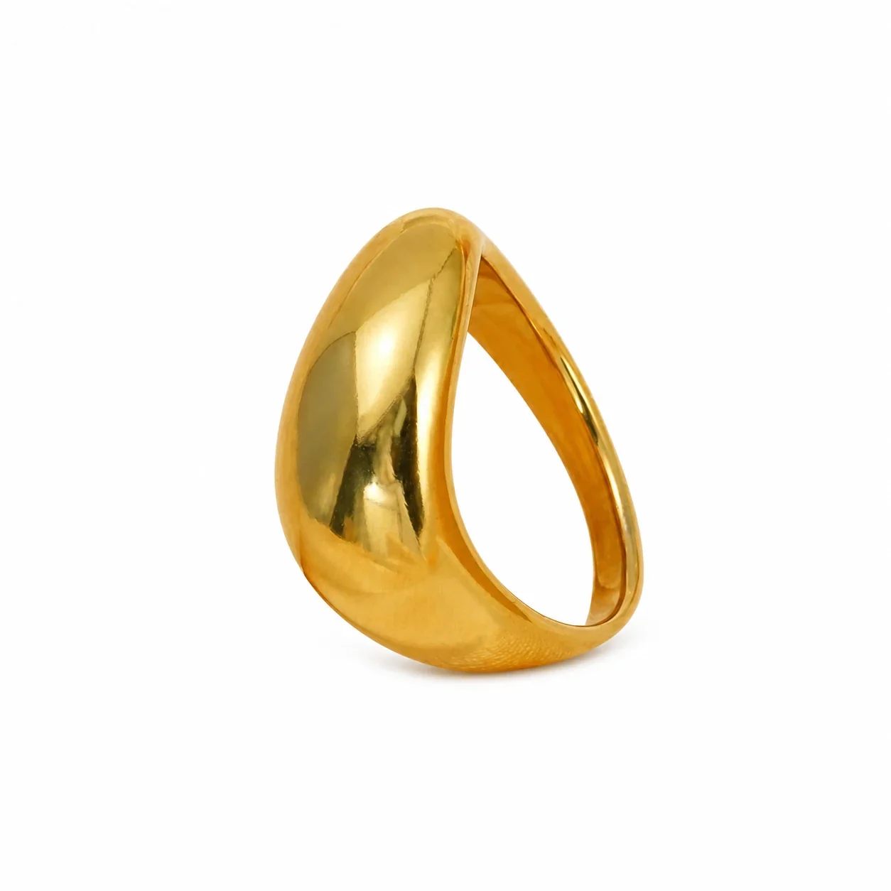 Sculptural 14K Gold-Plated 316 Stainless Steel Dome Ring