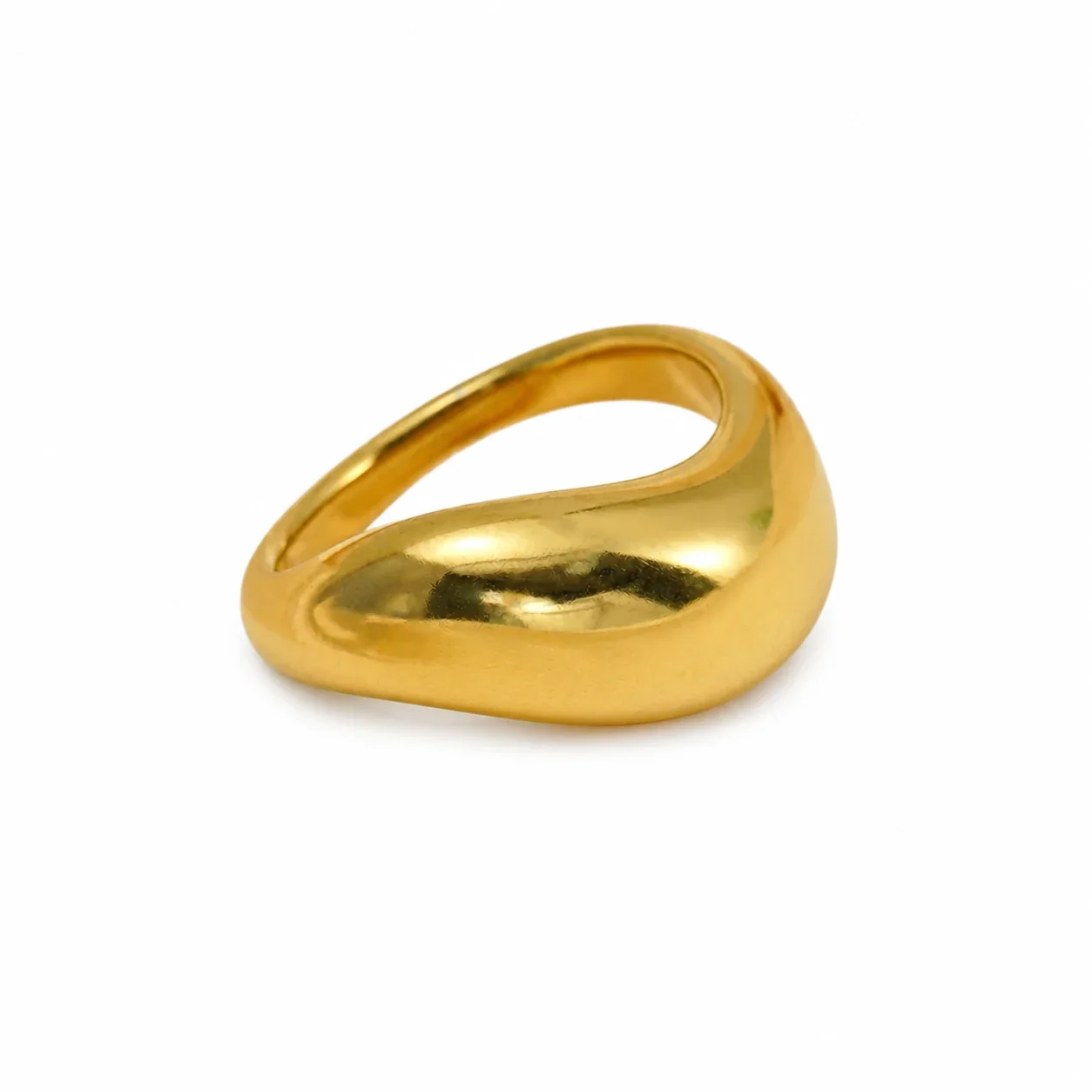 Sculptural 14K Gold-Plated 316 Stainless Steel Dome Ring