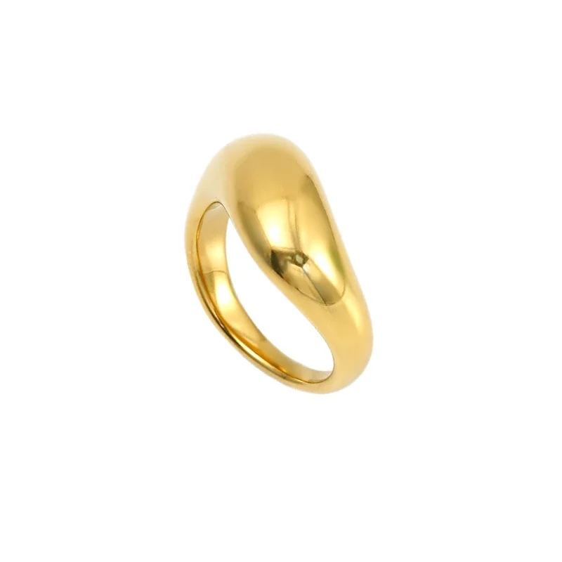 Sculptural 14K Gold-Plated 316 Stainless Steel Dome Ring