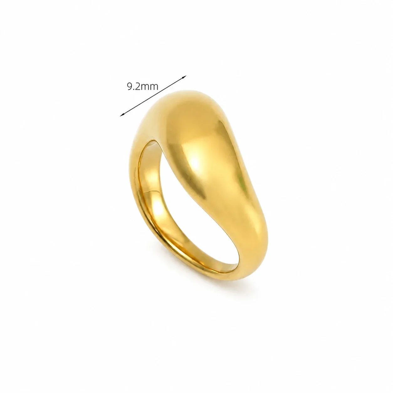Sculptural 14K Gold-Plated 316 Stainless Steel Dome Ring - 8