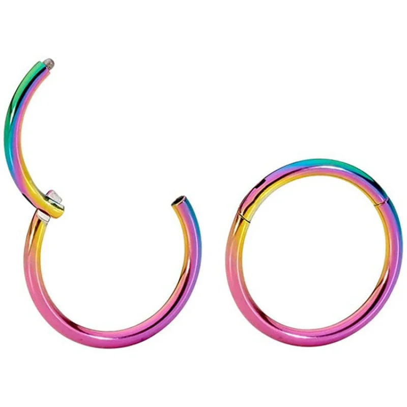 Sleek 316 Stainless Steel Seamless Hoop Earrings - Rainbow