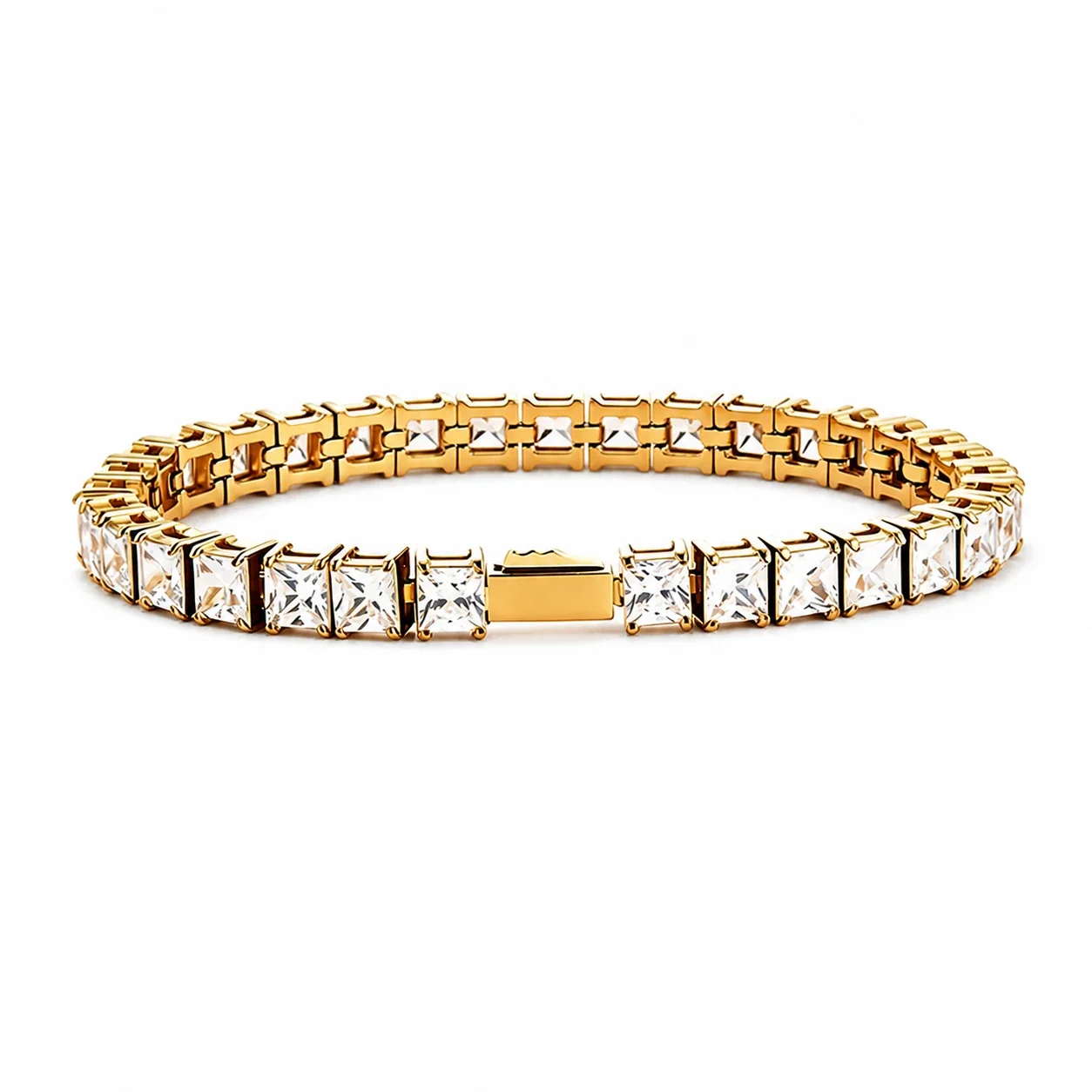 Refined 316 Stainless Steel Square CZ Tennis Bracelet