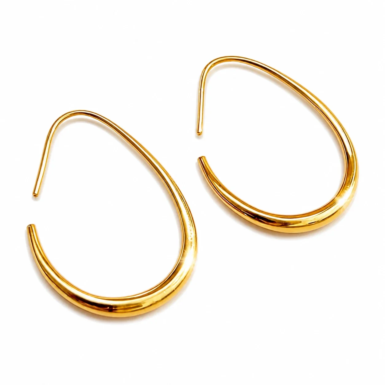 Sculpted 316 Stainless Steel U-Shaped Tapered PVD Hoop Earrings