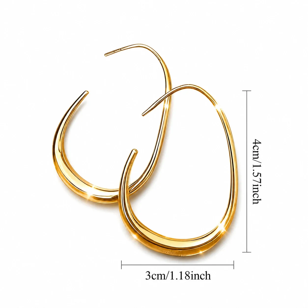 Sculpted 316 Stainless Steel U-Shaped Tapered Hoop Earrings