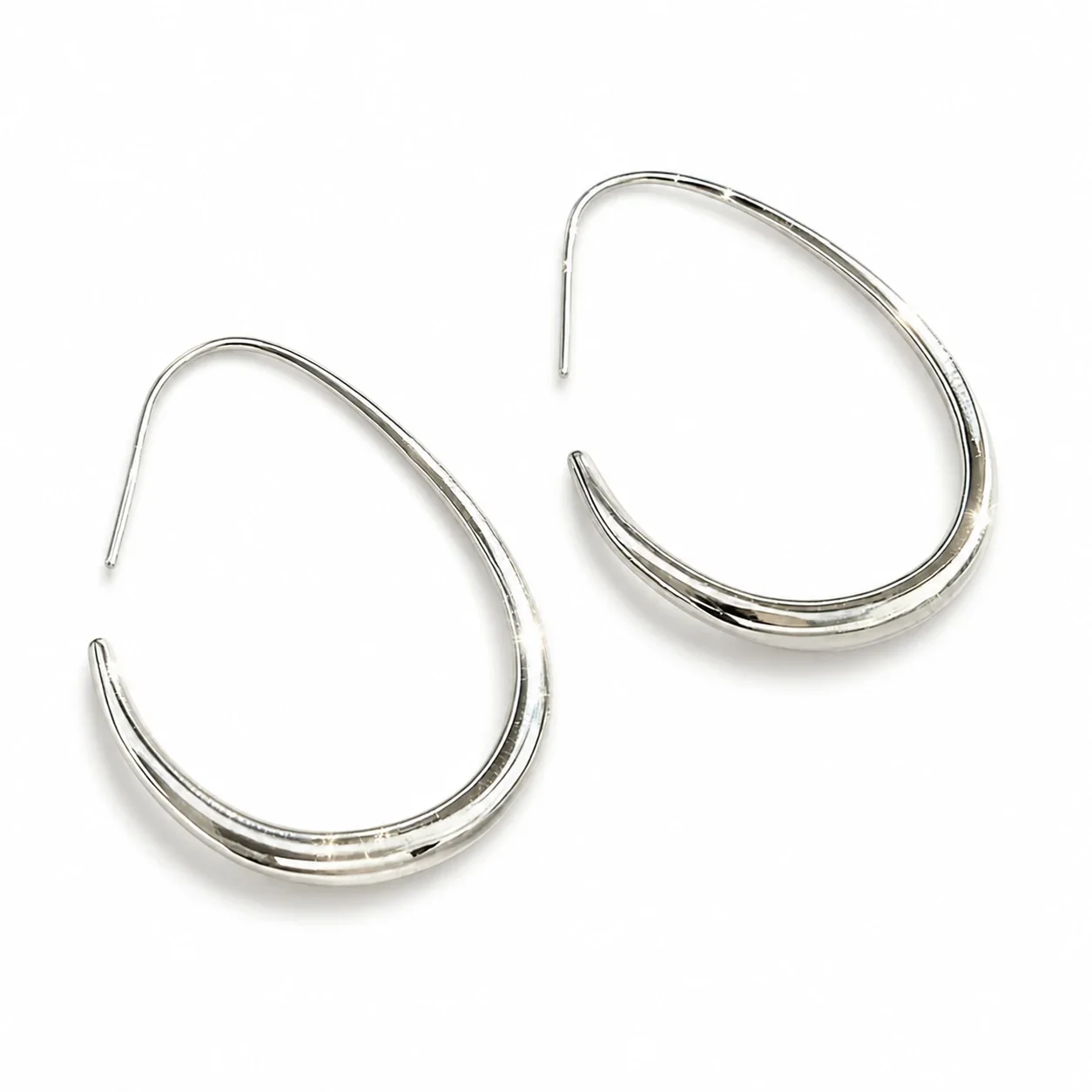 Sculpted 316 Stainless Steel U-Shaped Tapered Hoop Earrings