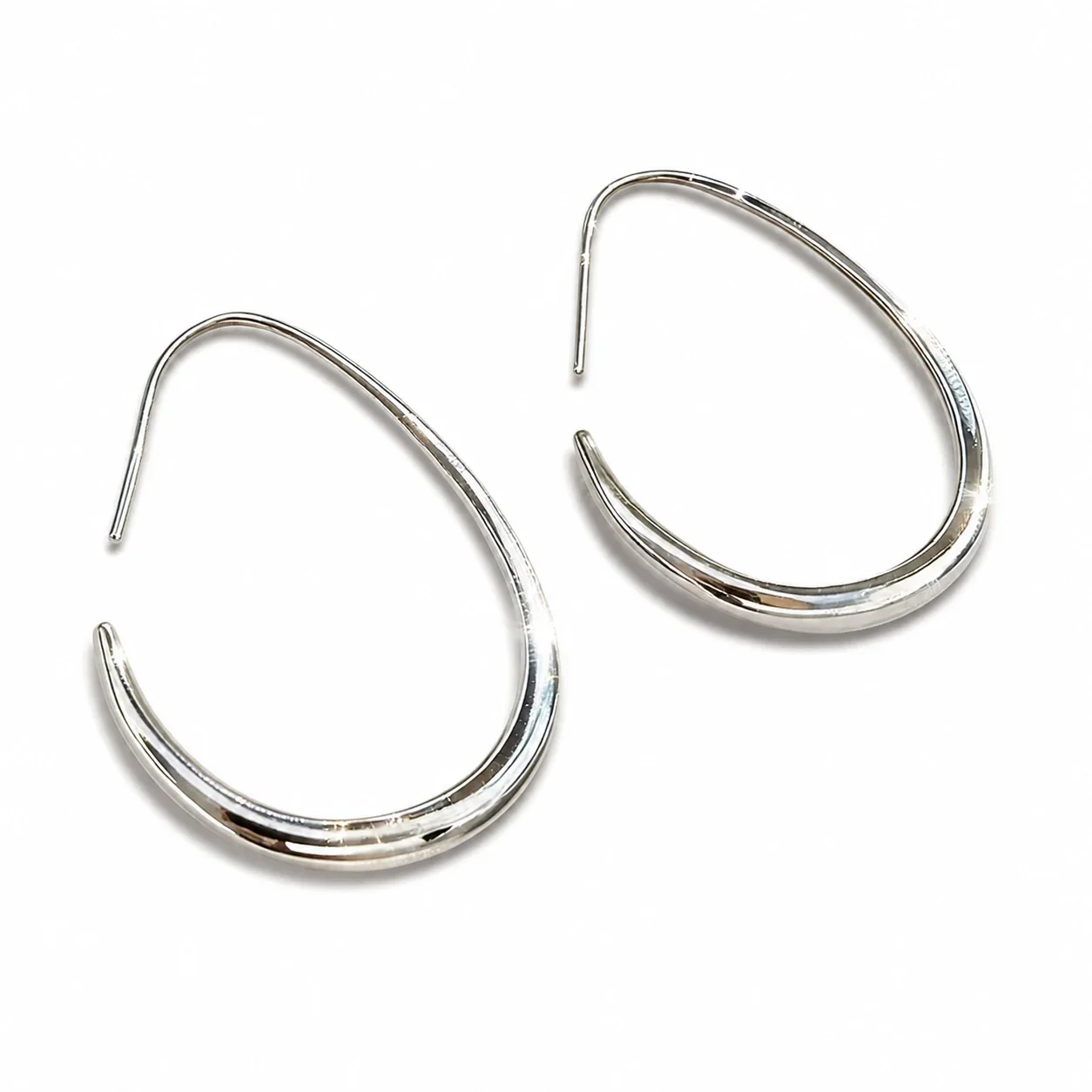 Sculpted 316 Stainless Steel U-Shaped Tapered Hoop Earrings