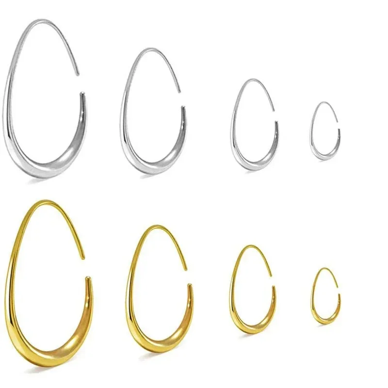 Sculpted 316 Stainless Steel U-Shaped Tapered Hoop Earrings