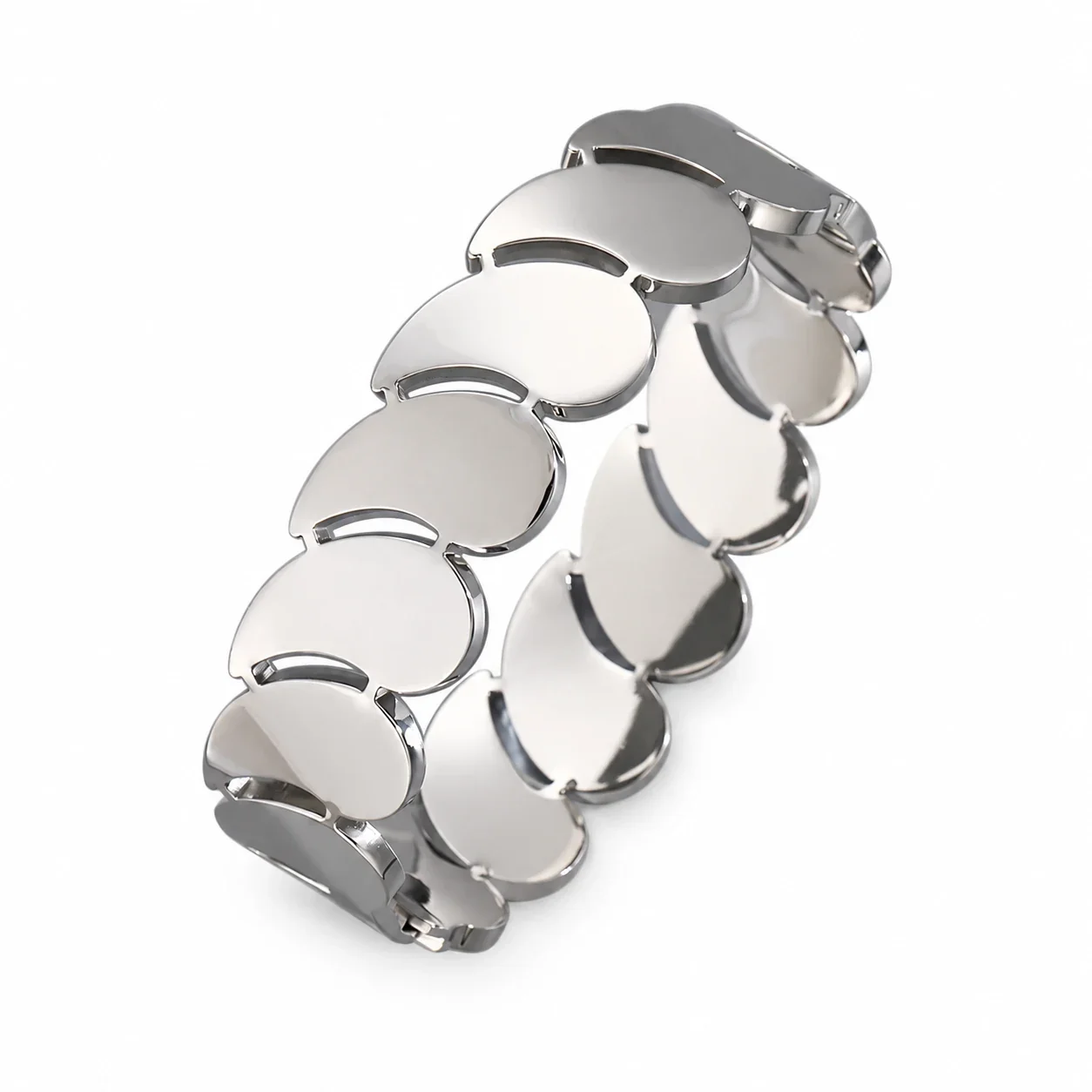 Hinged Cuff Bangles with Motif Details, Silver-Plated Steel - Silver Water Drop