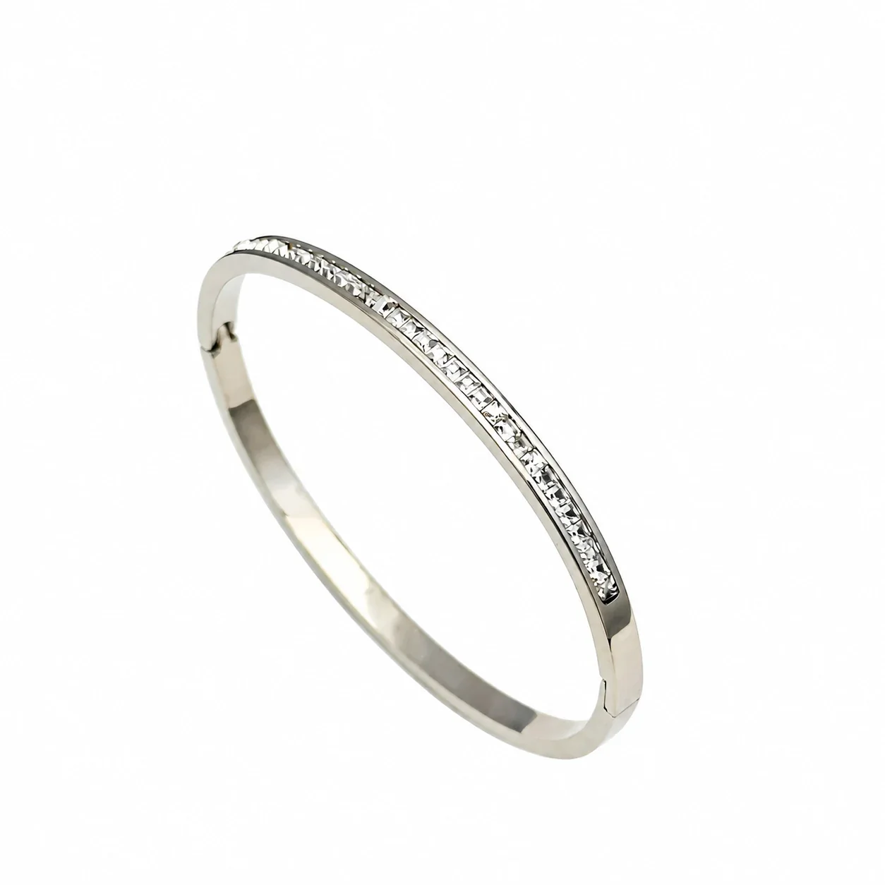 Hinged Cuff Bangles with Motif Details, Silver-Plated Steel - Silver Starry Sky