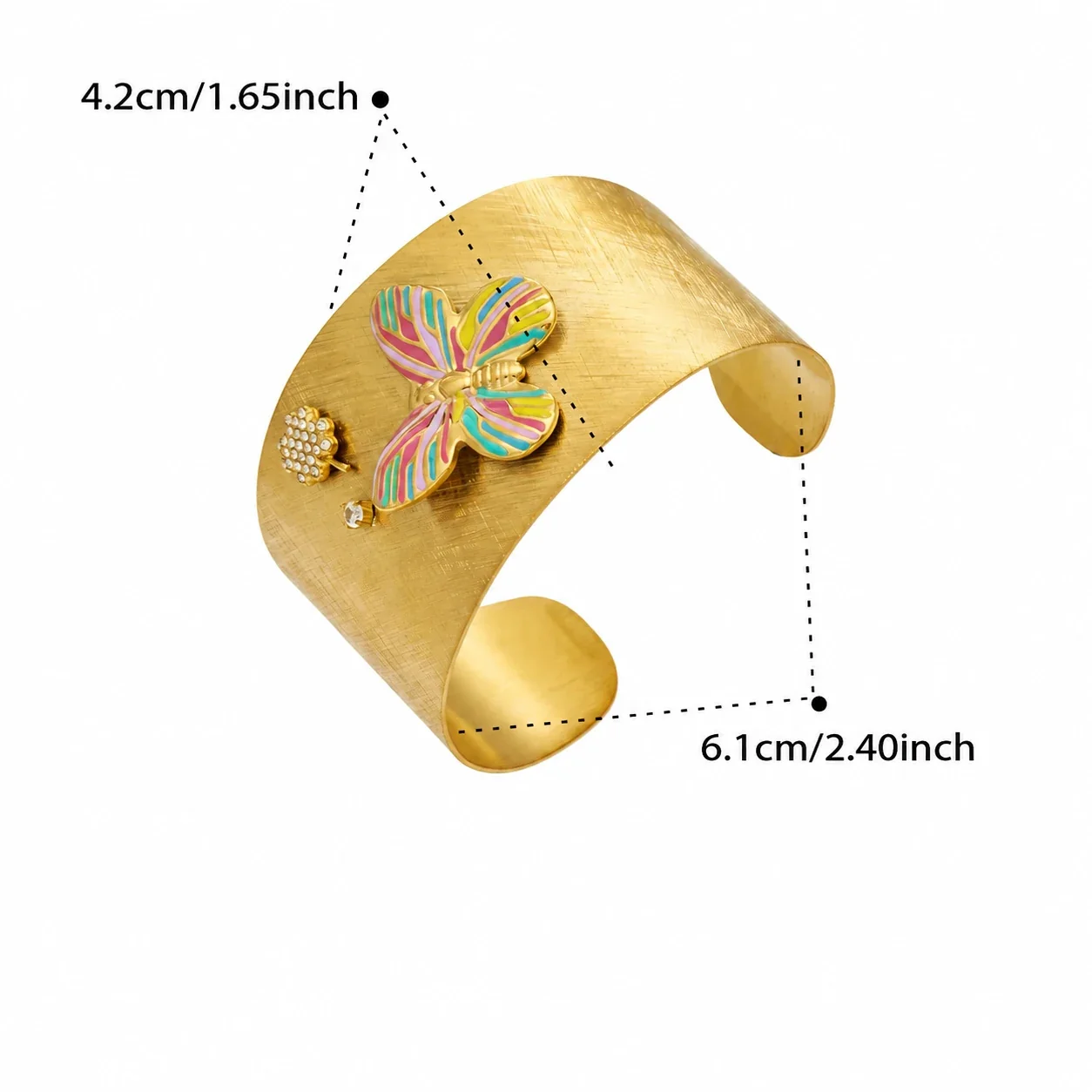 Photo produit : Jonc papillon émaillé, acier inoxydable 316 plaqué or 18K