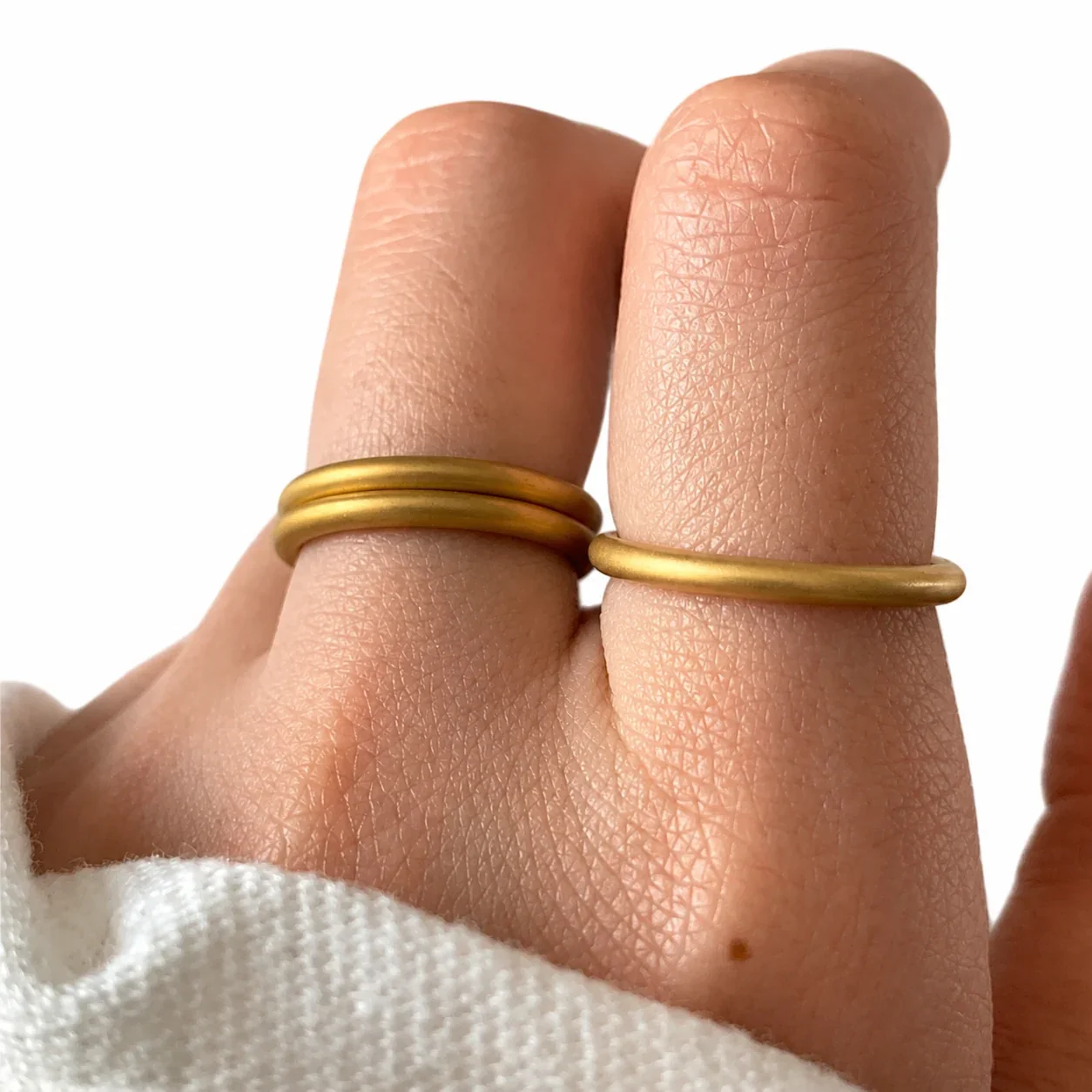 Minimal Gold-Plated Brushed Dome Band Ring