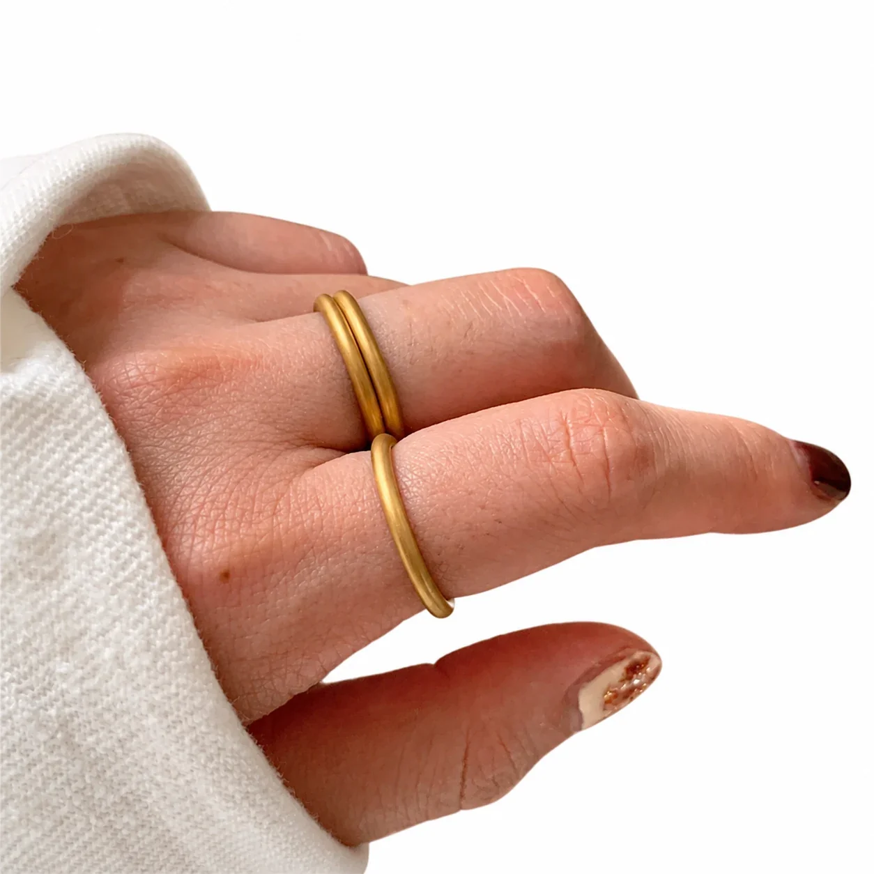 Minimal Gold-Plated Brushed Dome Band Ring