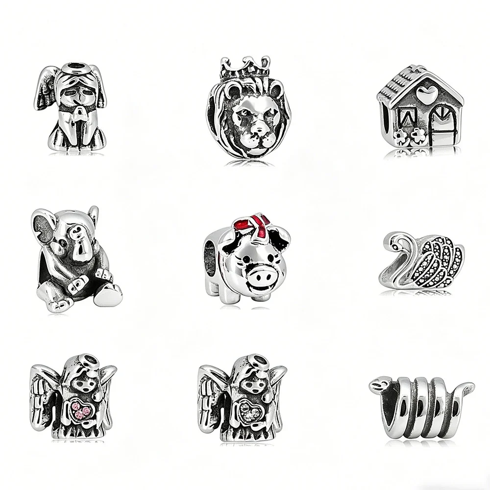 Playful Stainless Steel Enamel Charm Bracelet Bead