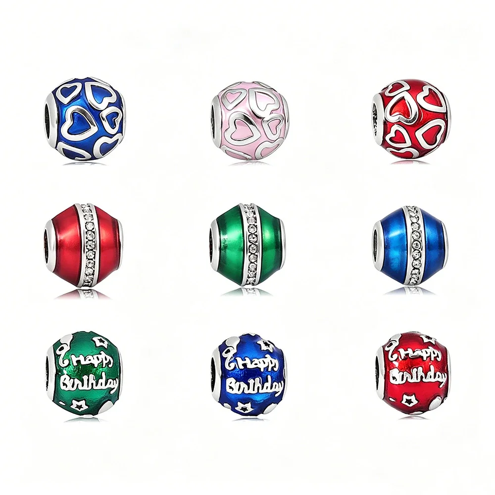 Playful Stainless Steel Enamel Charm Bracelet Bead