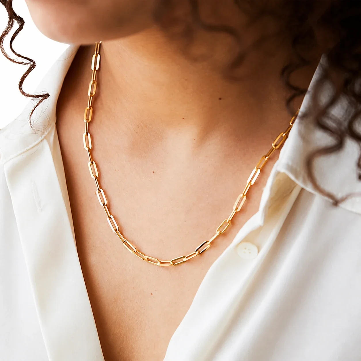 Elongated Paperclip 316 Stainless Steel Chain Necklace