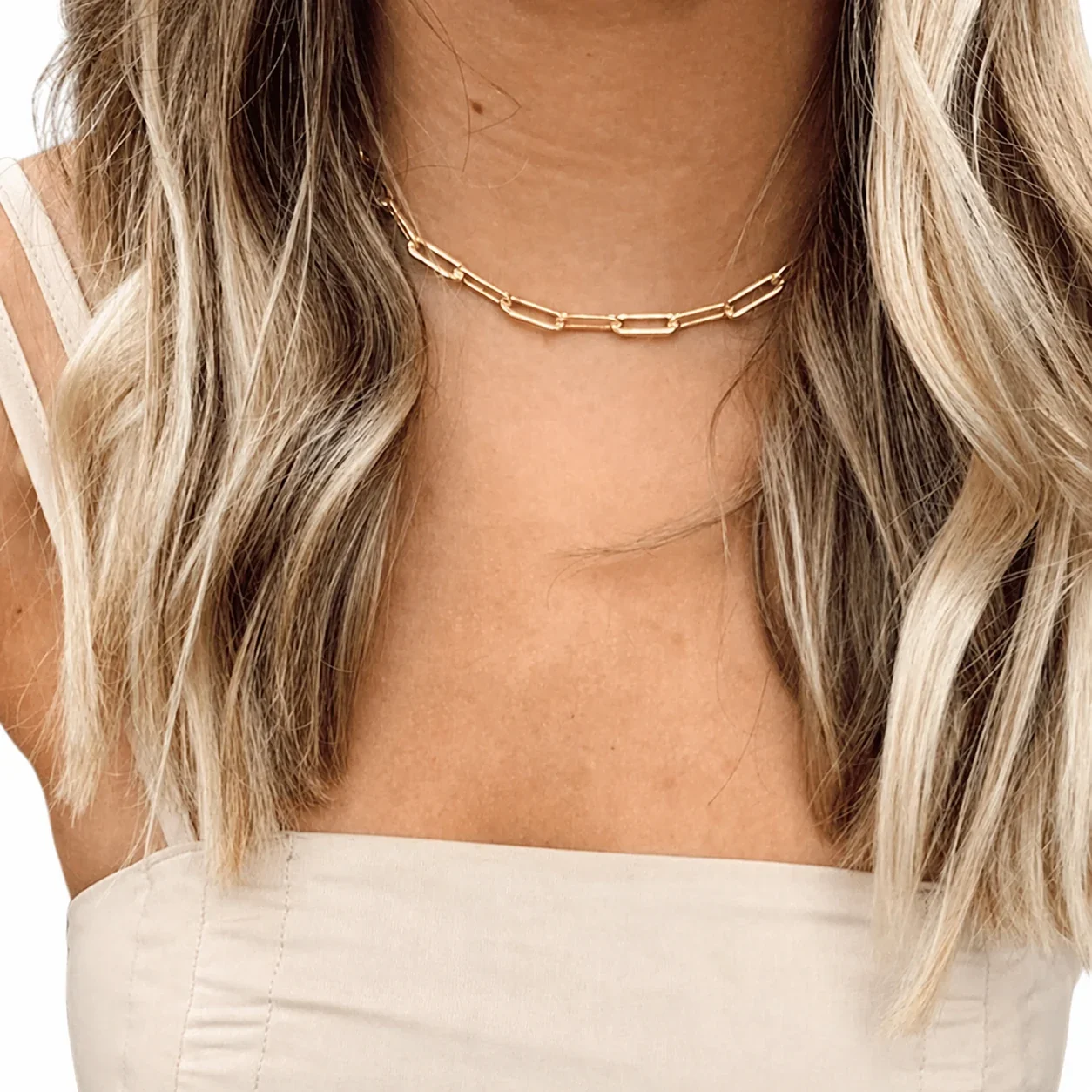 Elongated Paperclip 316 Stainless Steel Chain Necklace