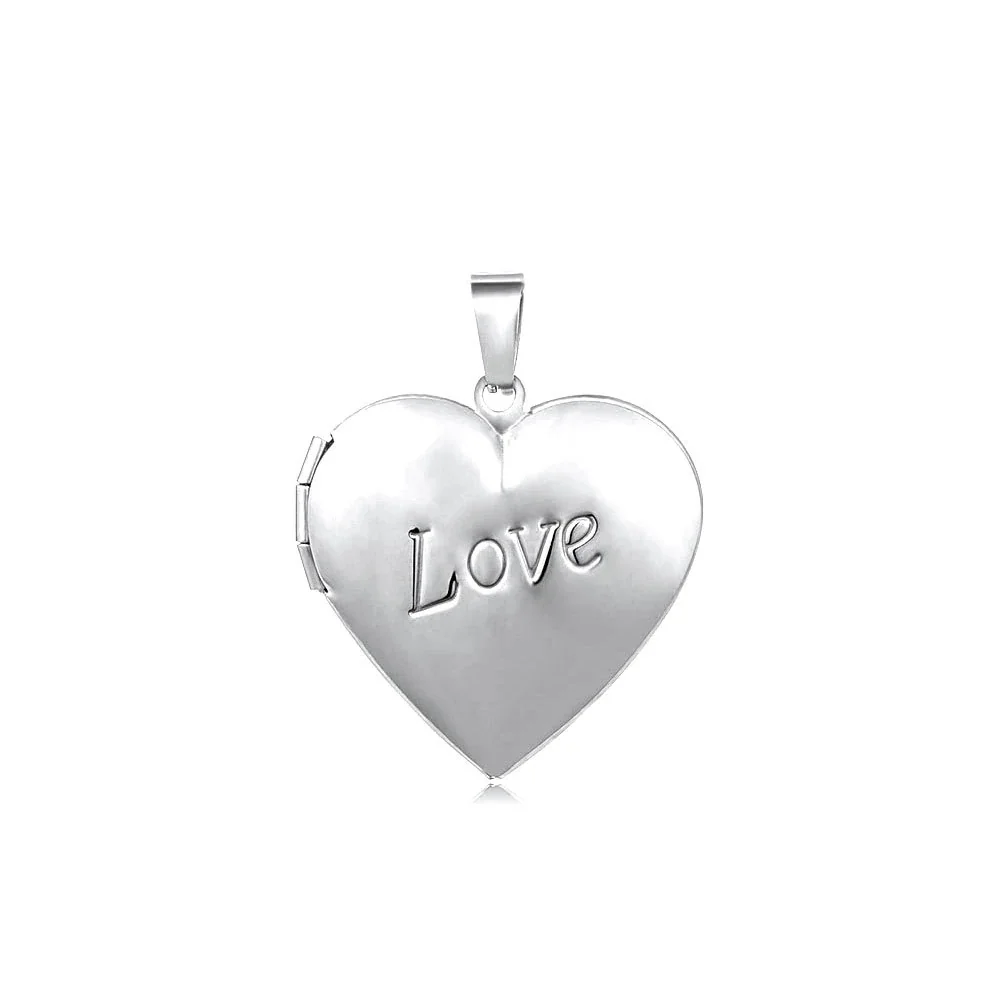 Sentimental 316 Stainless Steel Heart Locket Necklace - Silver Heart Without