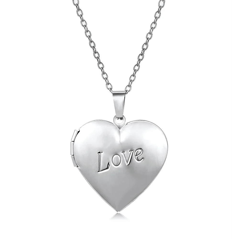 Sentimental 316 Stainless Steel Heart Locket Necklace - Silver Heart With