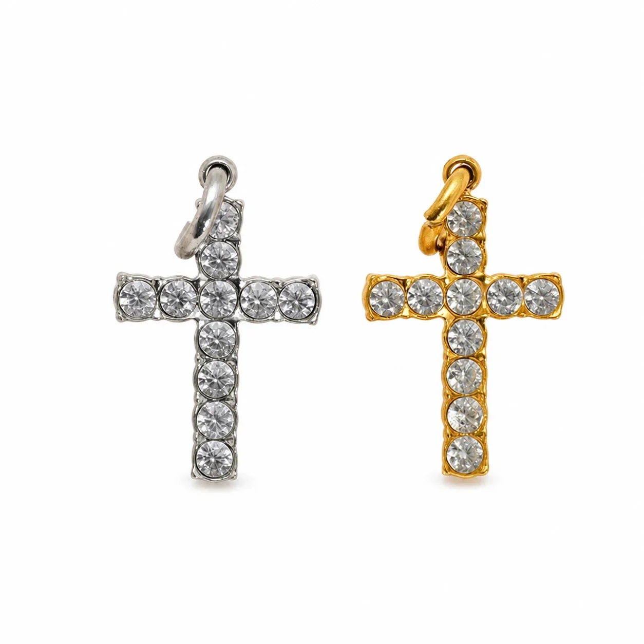 Petite Gold-Plated Pavé Cross Stainless Steel Pendant
