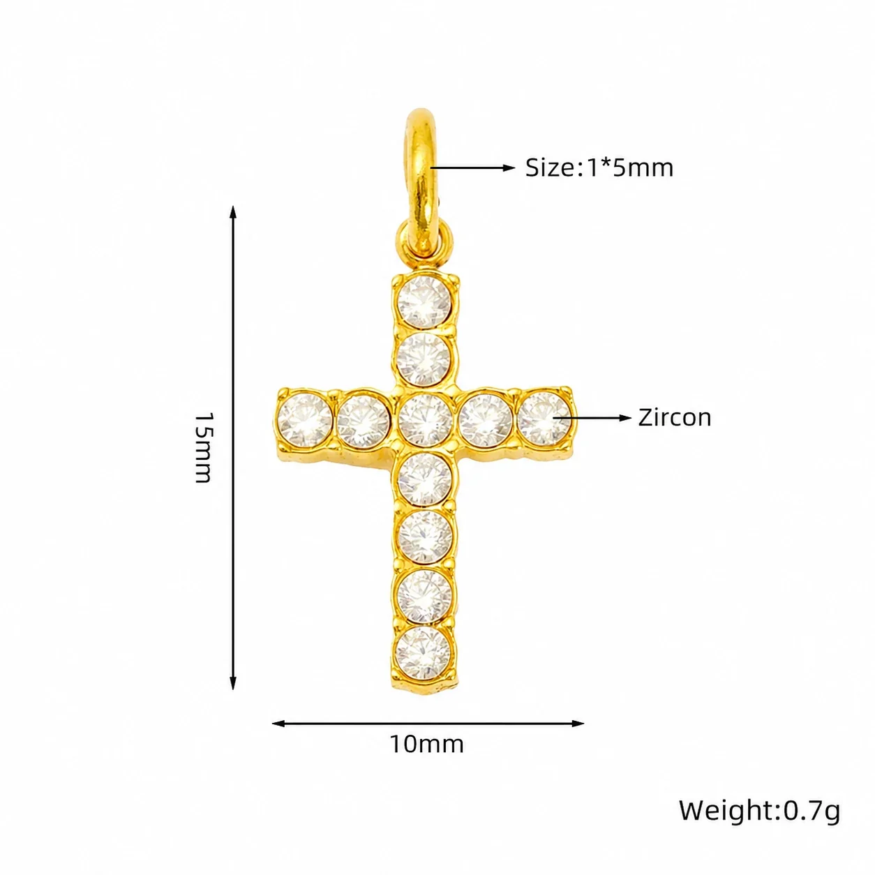 Petite Gold-Plated Pavé Cross Stainless Steel Pendant - Gold