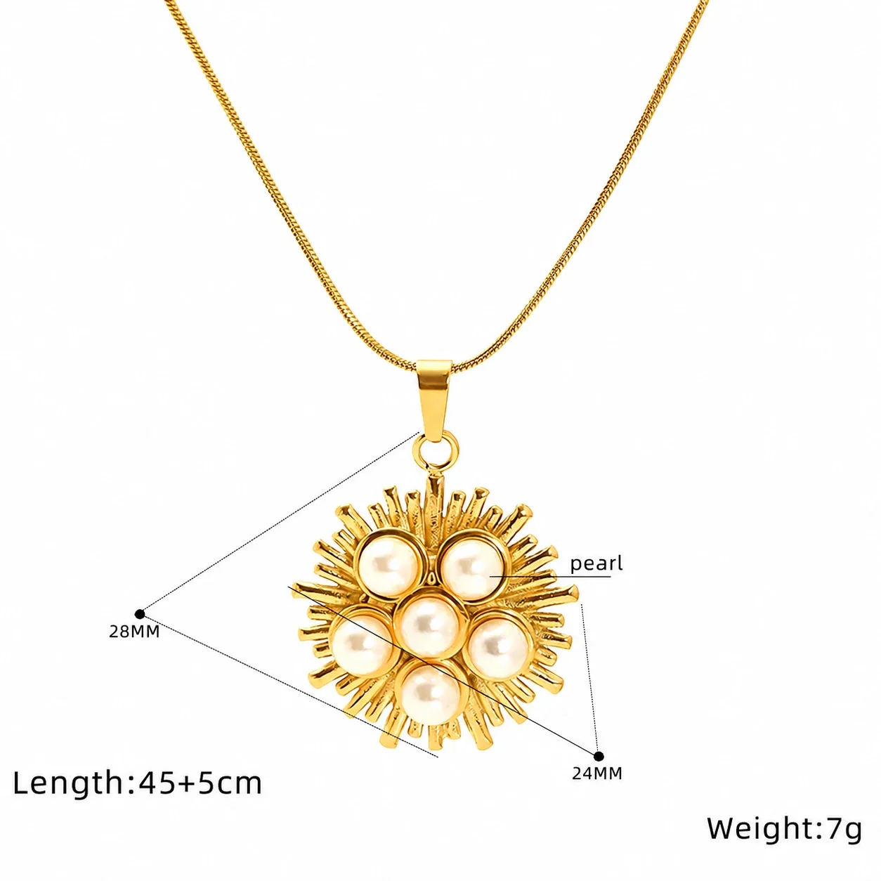 Ornate Gold-Plated Stainless Steel Pearl Heart Pendant Necklace - Gold Heart Pearl