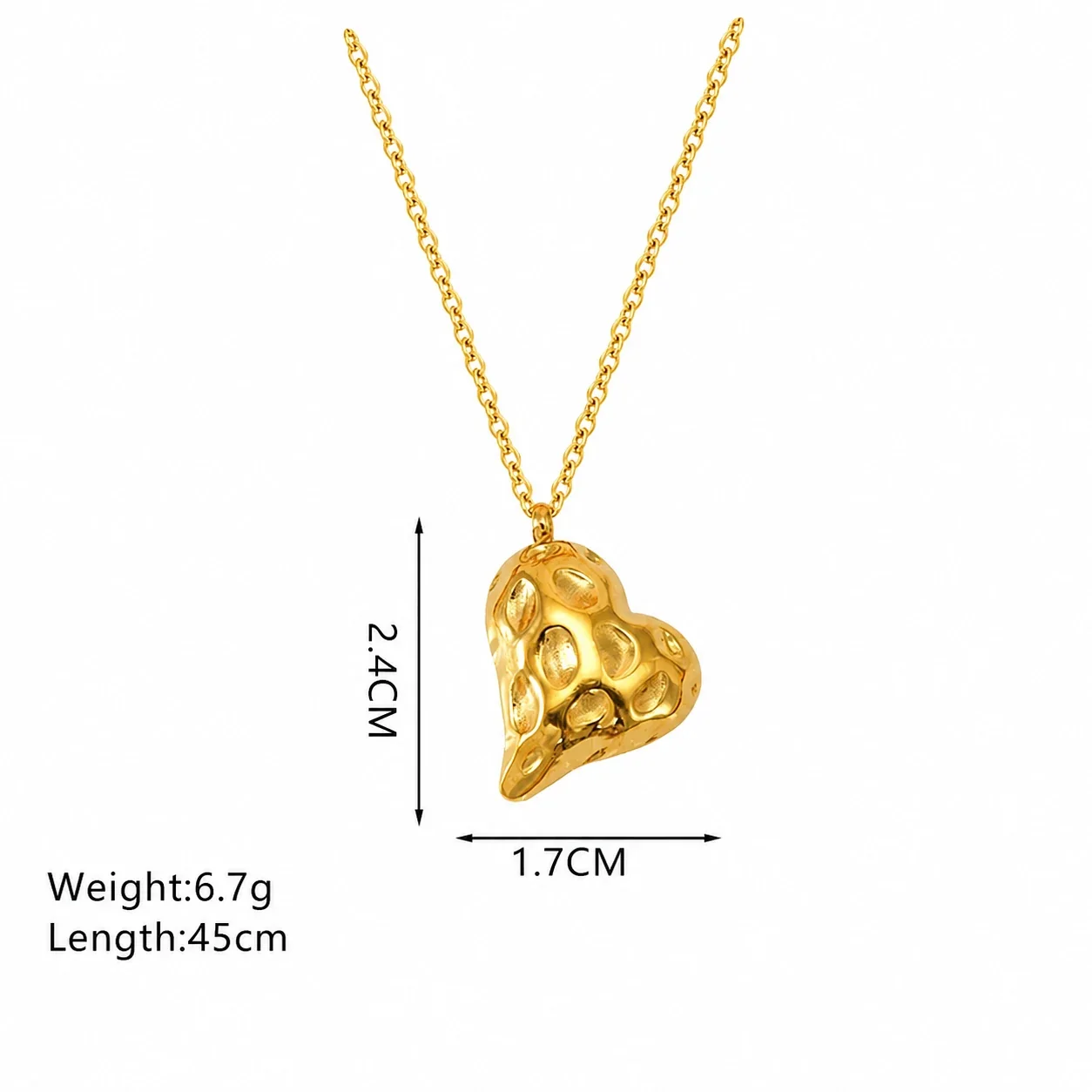 Ornate Gold-Plated Stainless Steel Pearl Heart Pendant Necklace - Gold Textured Medallion